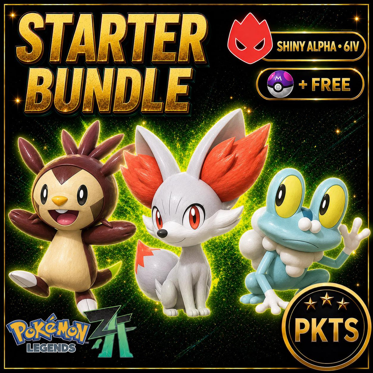 Pokemon ZA Alpha Starter Bundle Shiny 6IV Competitive Battle Ready