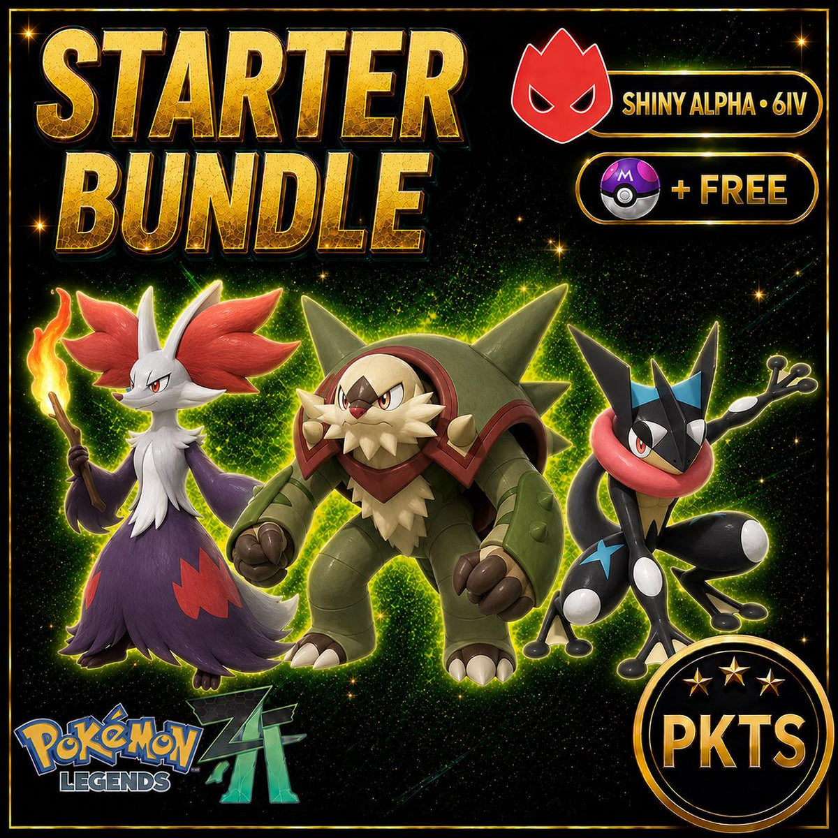 Pokemon Za ALPHA Final Starter Pack KALOS Shiny 6IV Pokémon Legends ZA 6IV Competitive Battle