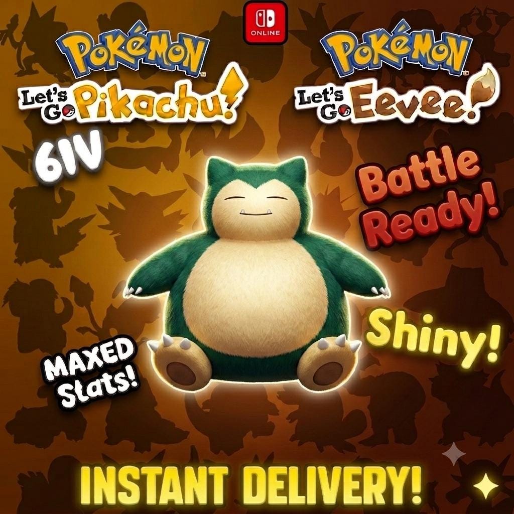 Shiny Snorlax Lets Go Pikachu Eevee 6IV Competitive Battle Ready