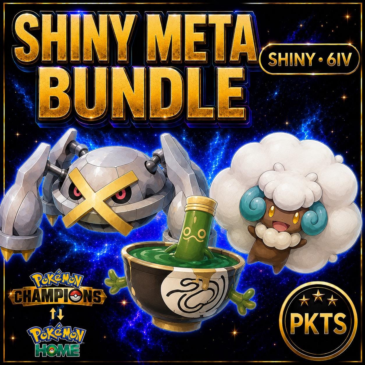 Shiny Metagross Sinistcha Whimsicott Pokémon Champions Bundle 6IV Competitive Battle Ready