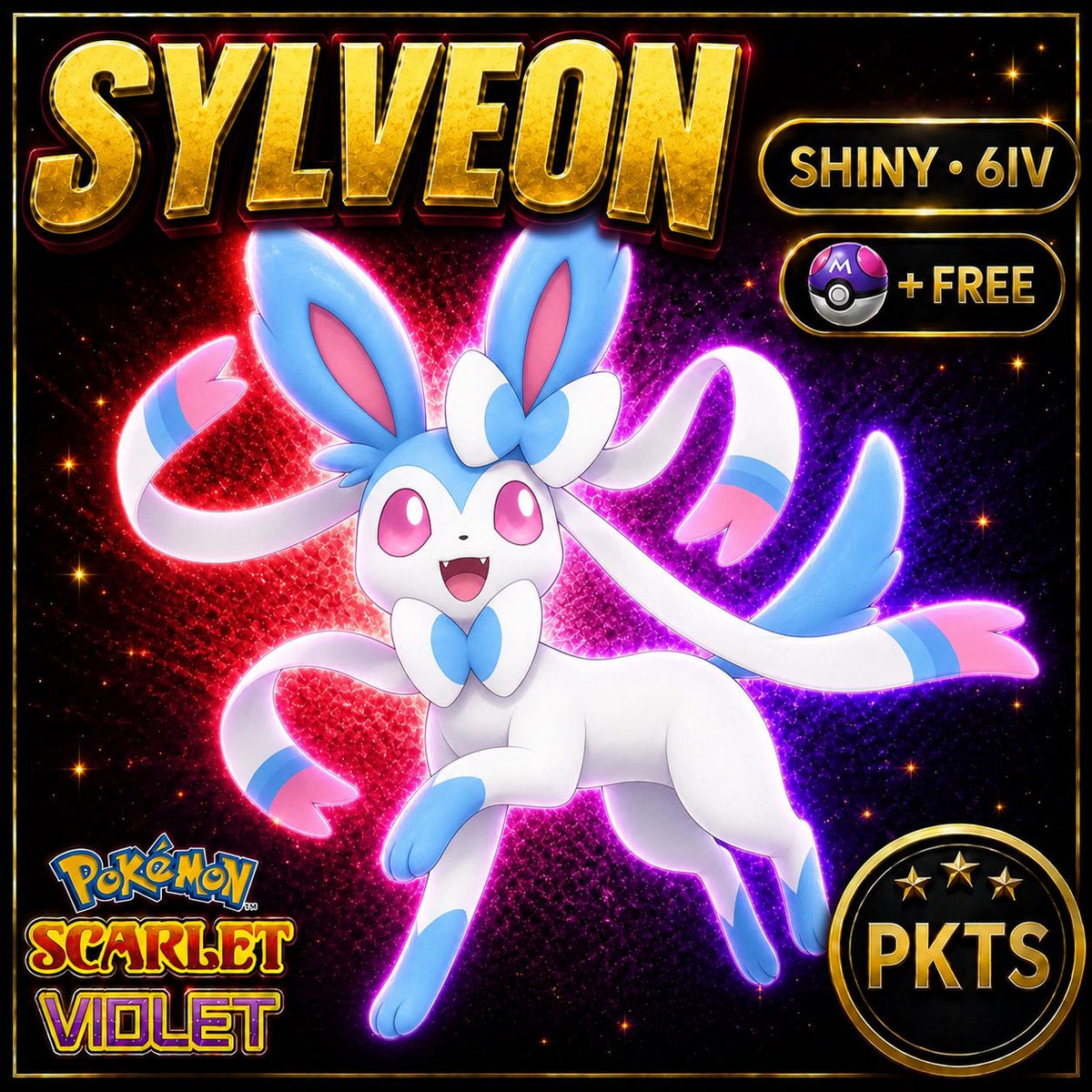 Shiny SYLVEON Pokémon Scarlet Violet 6IV Competitive Battle Ready