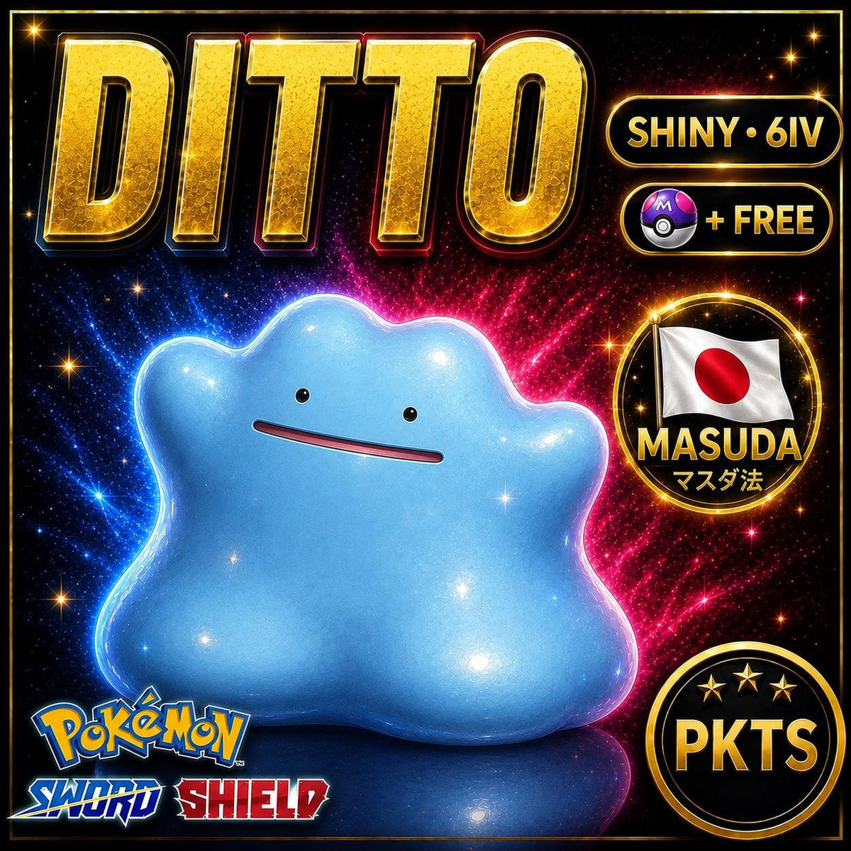 Shiny DITTO Japanese Masuda Pokemon Sword and Shield 6IV Pokemon Legend ZA Breeding Japanese