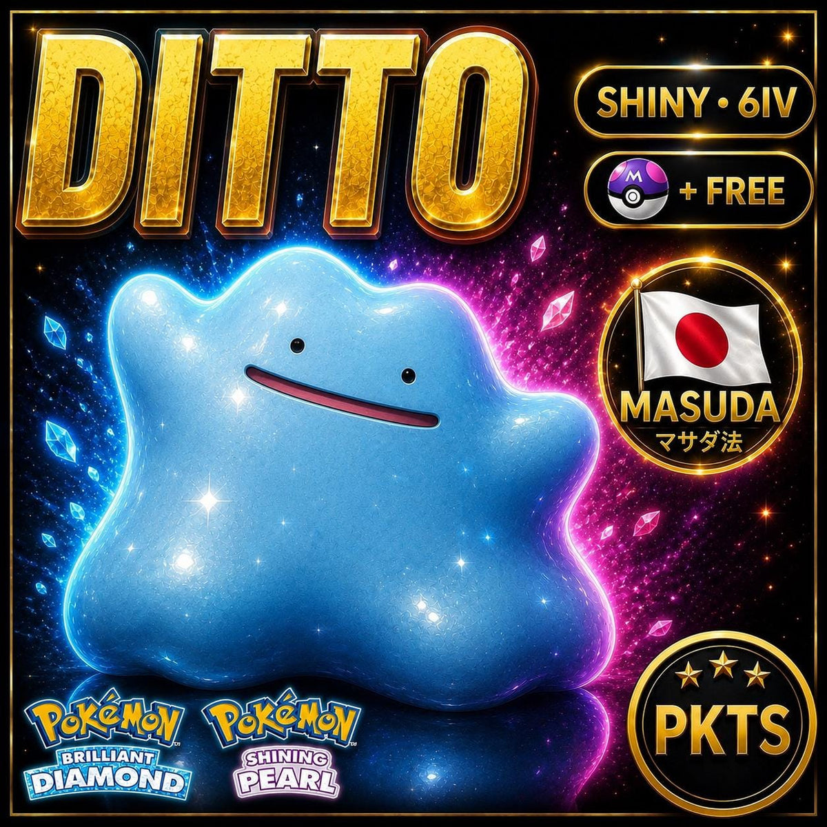 SHINY 6IV DITTO Jolly Japanese Masuda Pokémon BDSP Perfect 6IV Ditto Breeding Shiny Pokémon