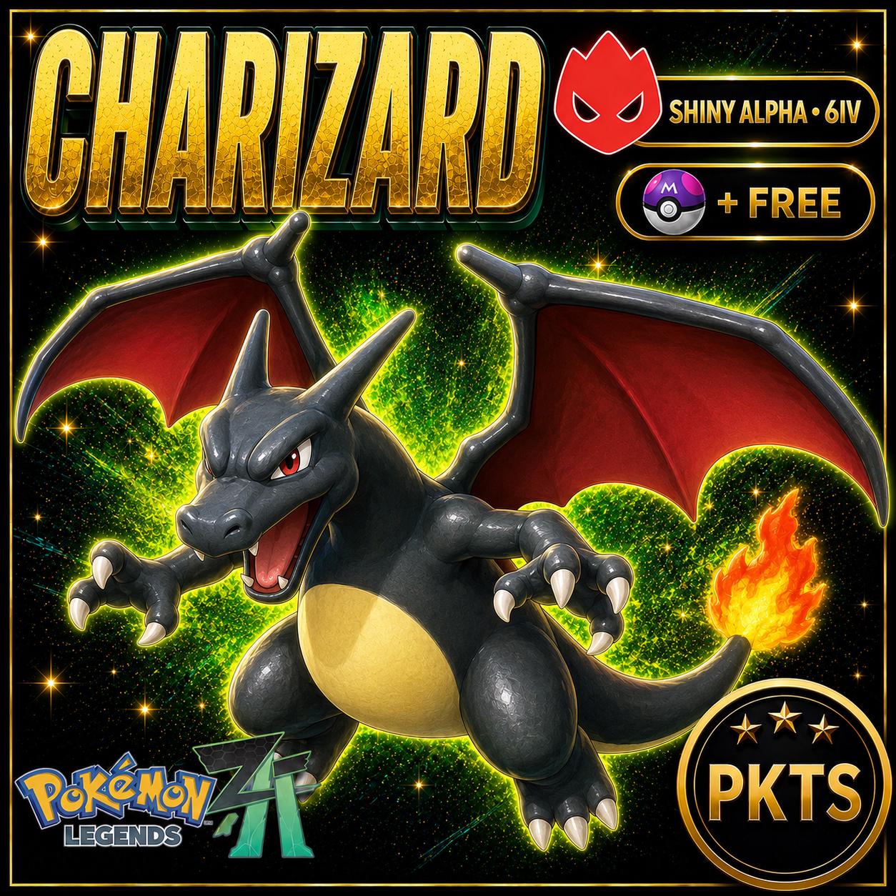 Shiny 6IV ALPHA Charizard Mega Evolution Ready Custom OT Lumiose City Plza Trade Fast Delivery