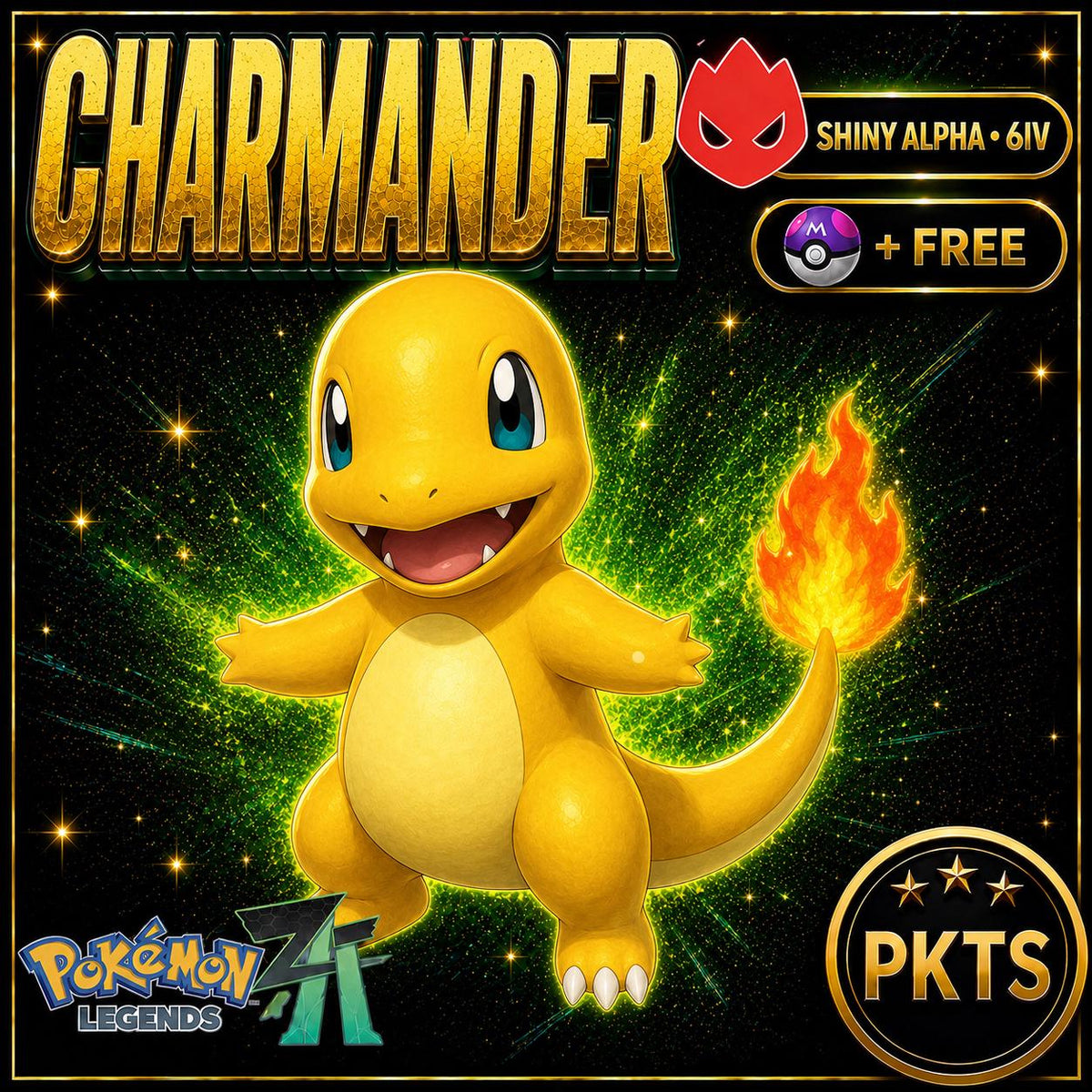 Pokemon legends za ALPHA shiny 6IV CHARMANDER Battle ready ev trained Custom ot items Mega