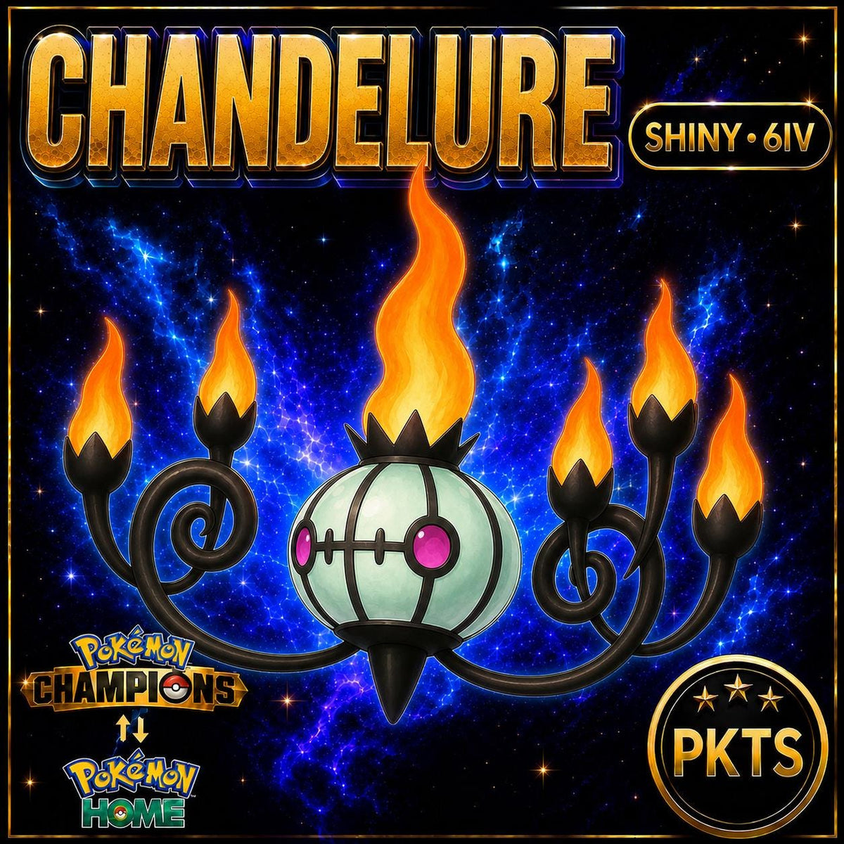 Shiny Chandelure Pokémon Champions 6IV Competitive Battle Ready