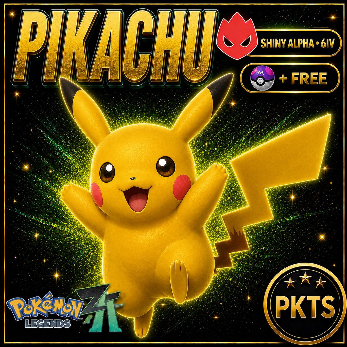 Shiny Alpha Pikachu Pokémon Legends ZA 6IV Competitive Battle Ready