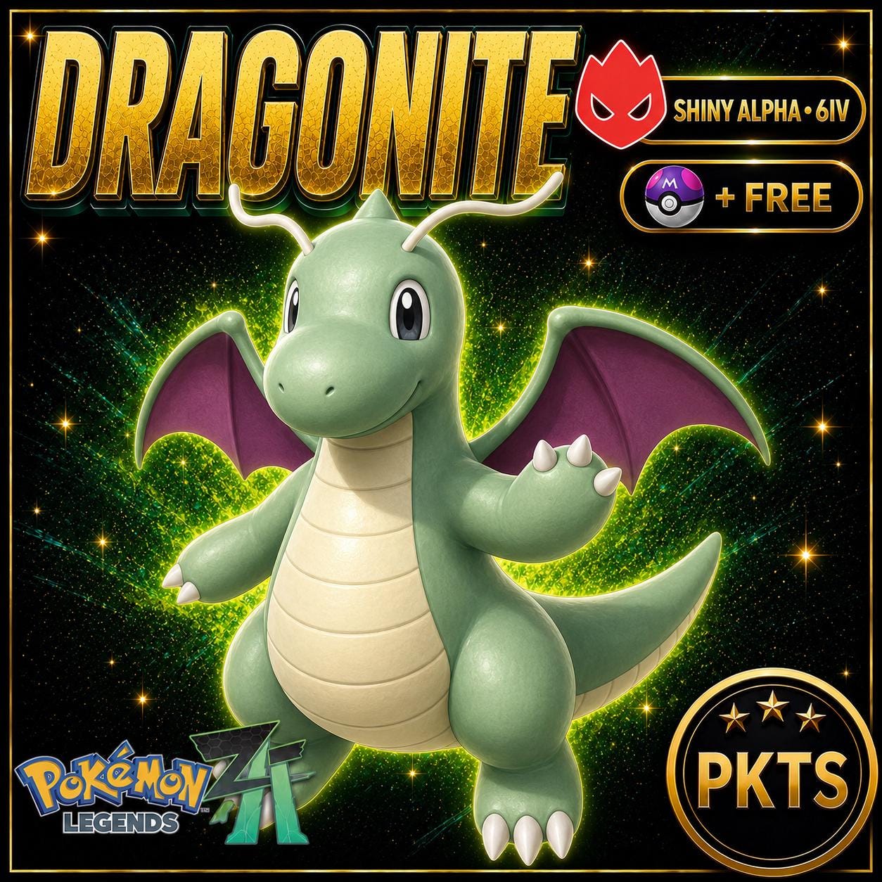 Shiny Alpha Dragonite Pokémon Legends ZA 6IV Competitive Battle Ready Mega Dragonite Hype ZA