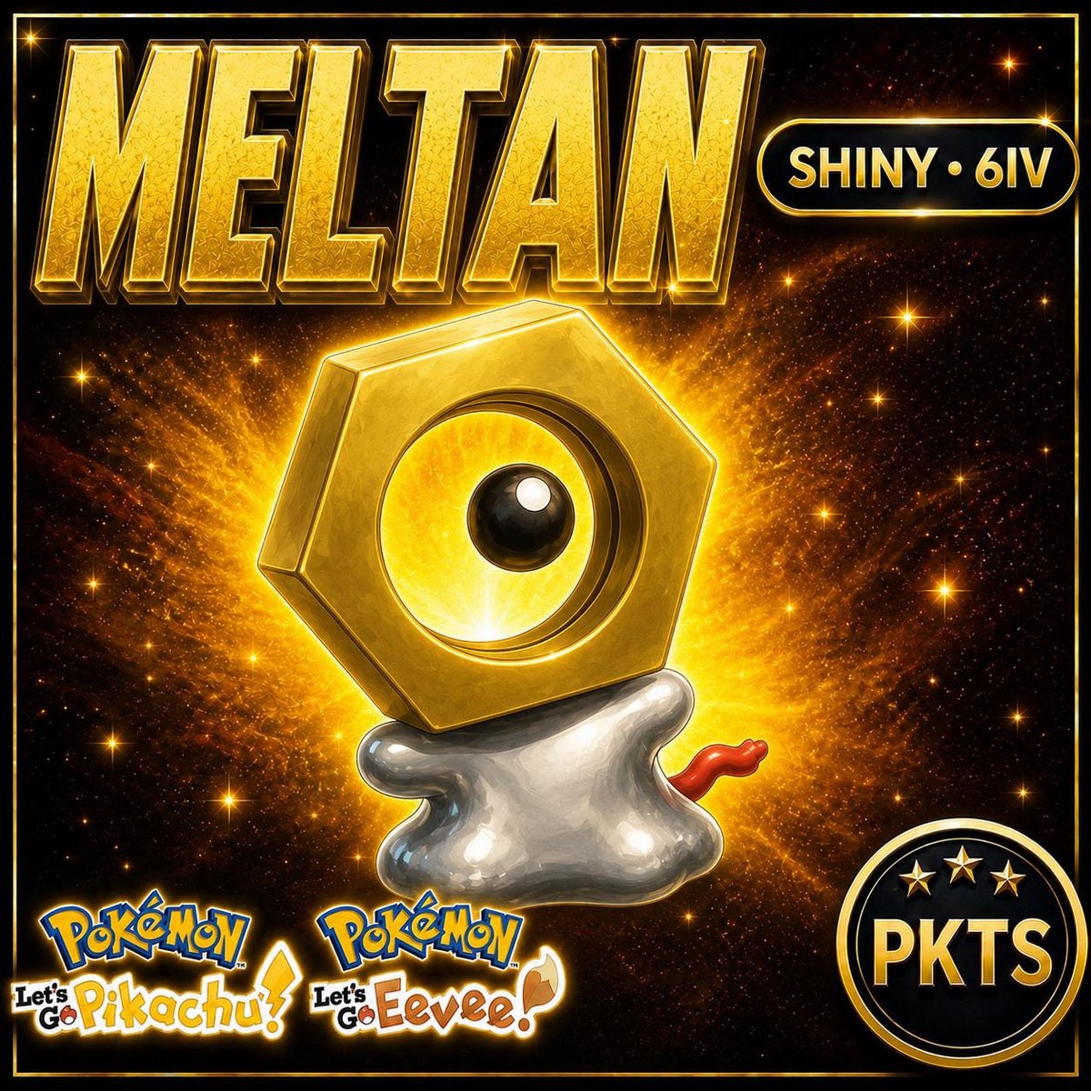 SHINY 6IV Meltan Event Pokémon Lets Go Pikachu Eevee 6IV Competitive Battle Ready