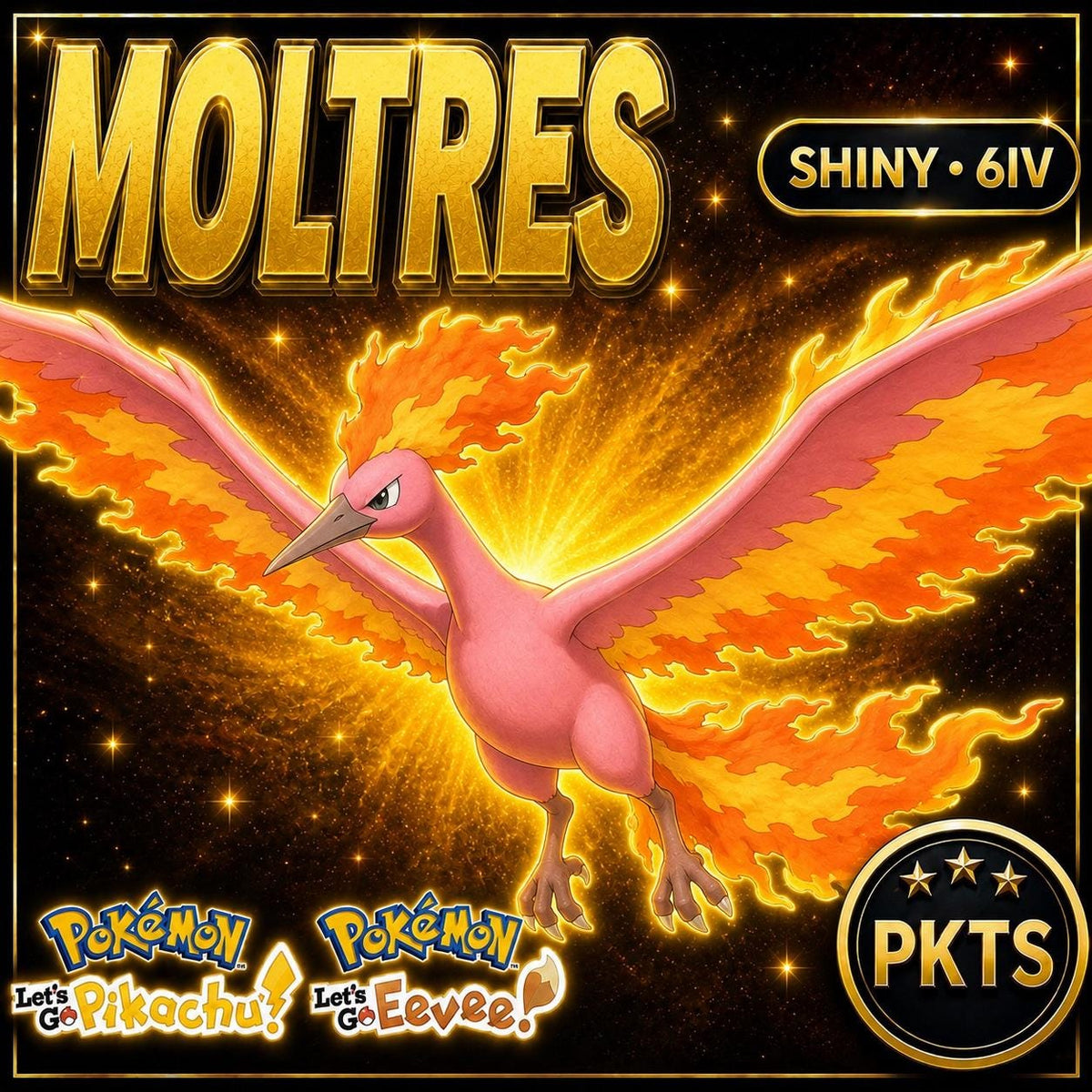 SHINY 6IV Moltres Pokémon Lets Go Pikachu Eevee 6IV Competitive Battle Ready