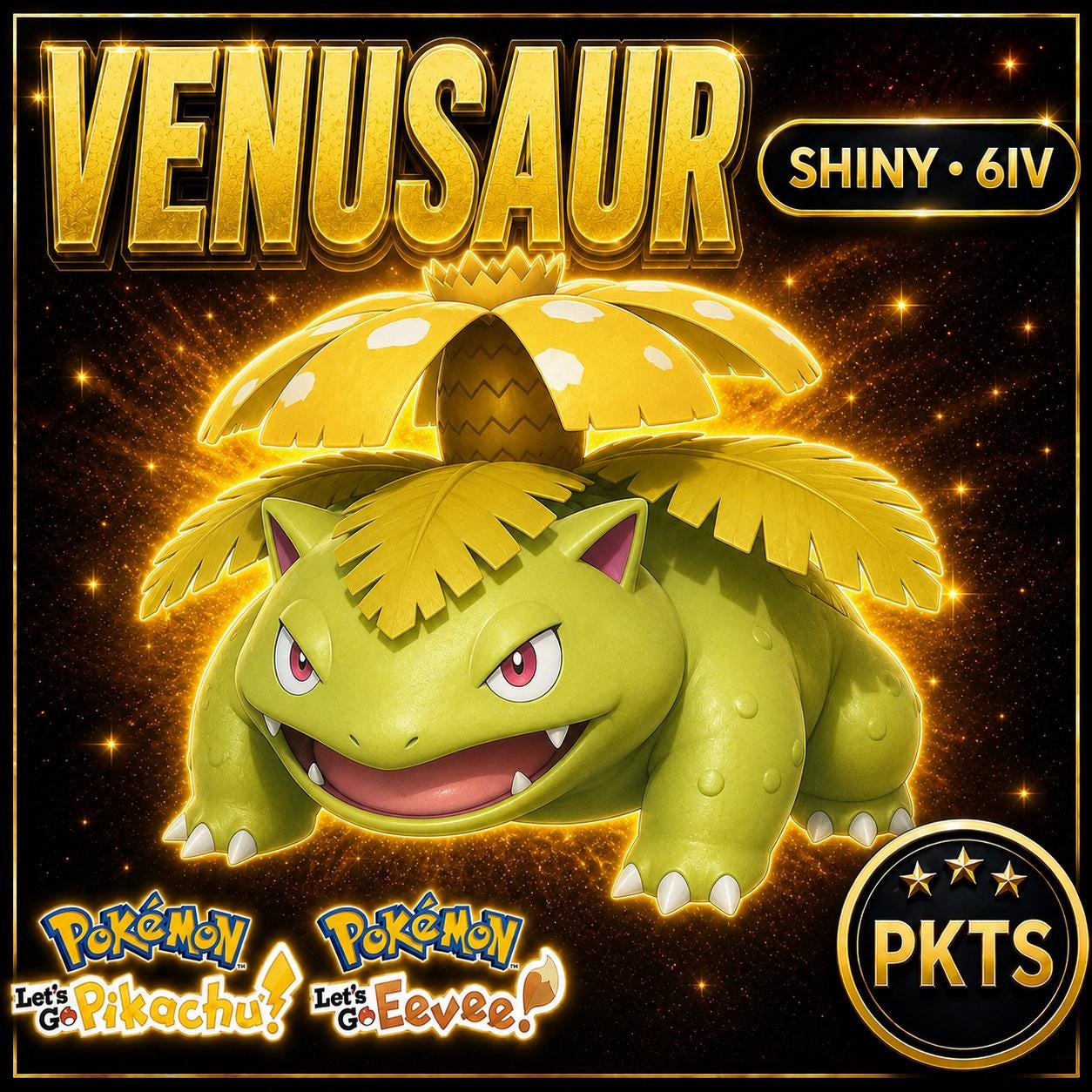 SHINY 6IV Venusaur Pokémon Lets Go Pikachu Eevee 6IV Competitive Battle Ready