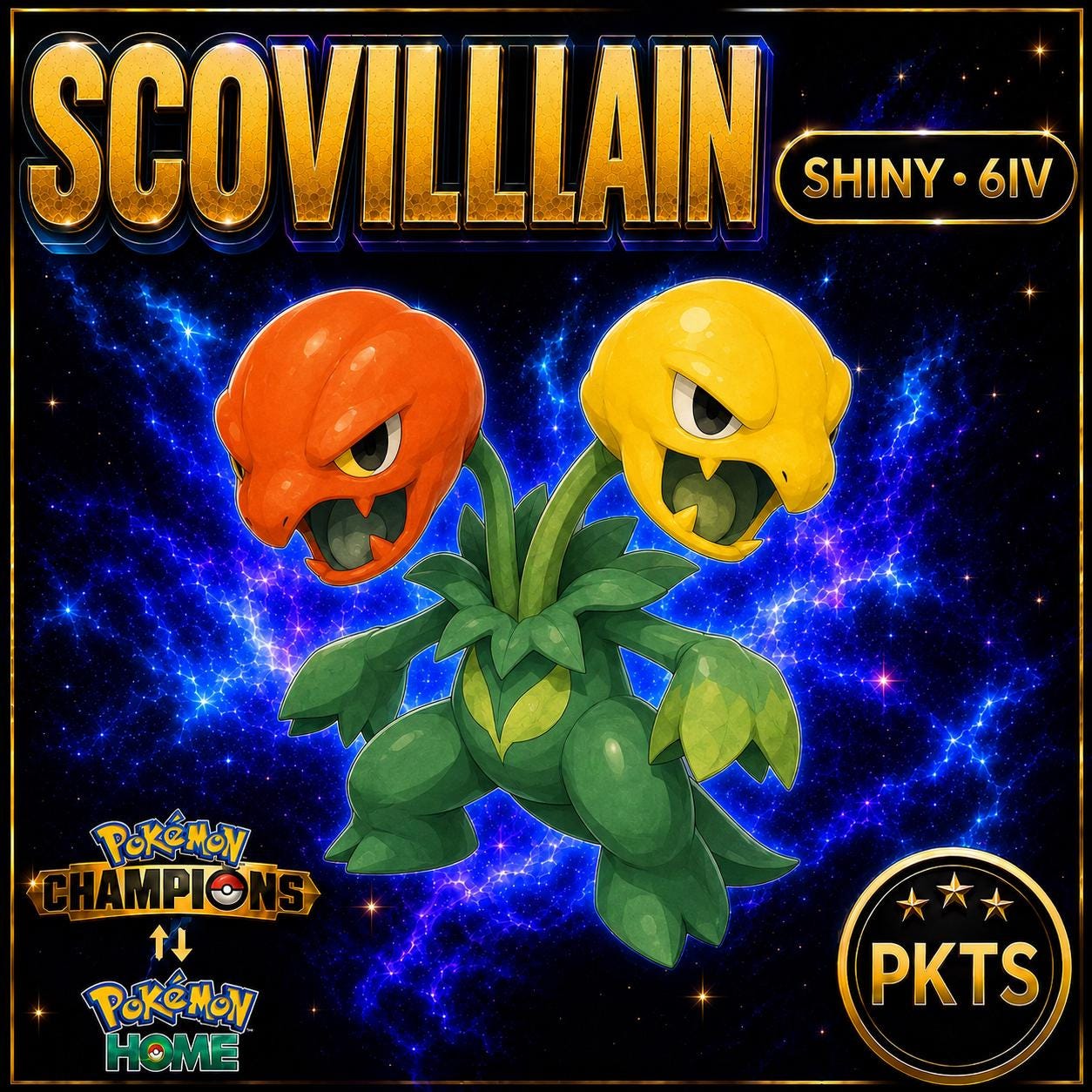 Shiny Scovillain Pokémon Champions 6IV Competitive Battle Ready