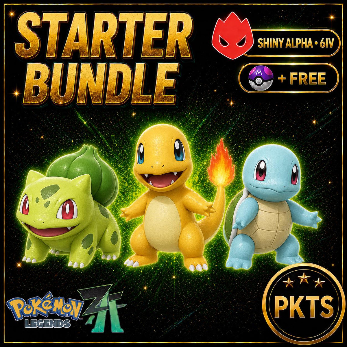 Pokemon ZA Alpha Starter Bundle Kanto Shiny 6IV Battle Ready