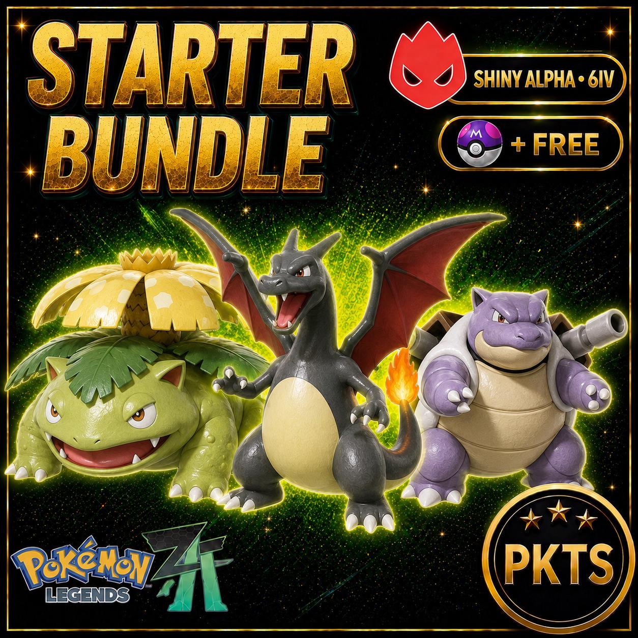 Pokemon Za ALPHA Final Starter Pack KANTO Shiny 6IV Pokémon Legends ZA 6IV Competitive Battle