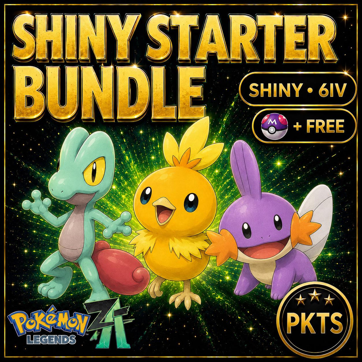 Pokemon ZA Hoenn Starters Bundle 6IV Treecko Mudkip Torchic Custom Battle Ready Trade Service