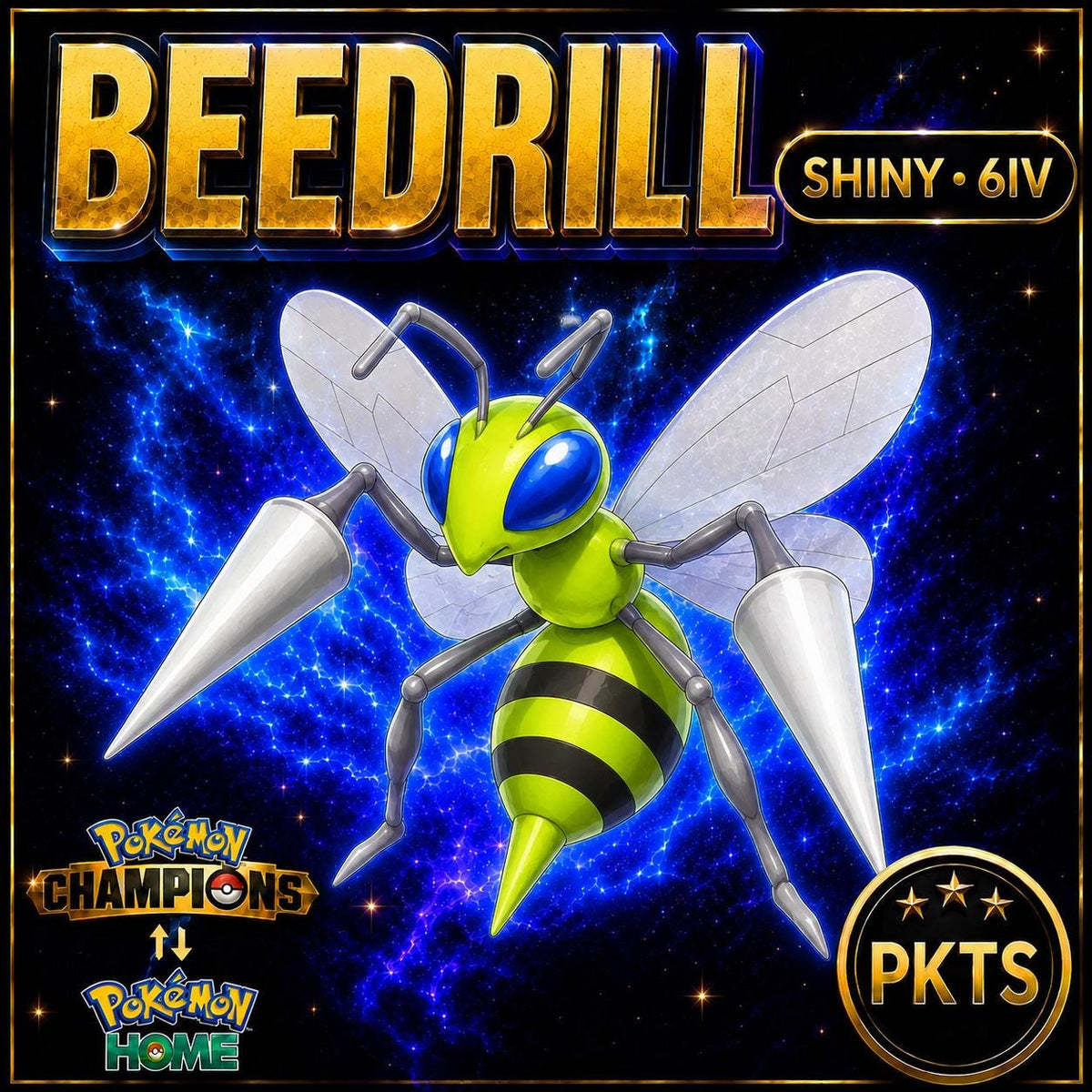 Shiny Beedrill Pokémon Champions 6IV Competitive Battle Ready
