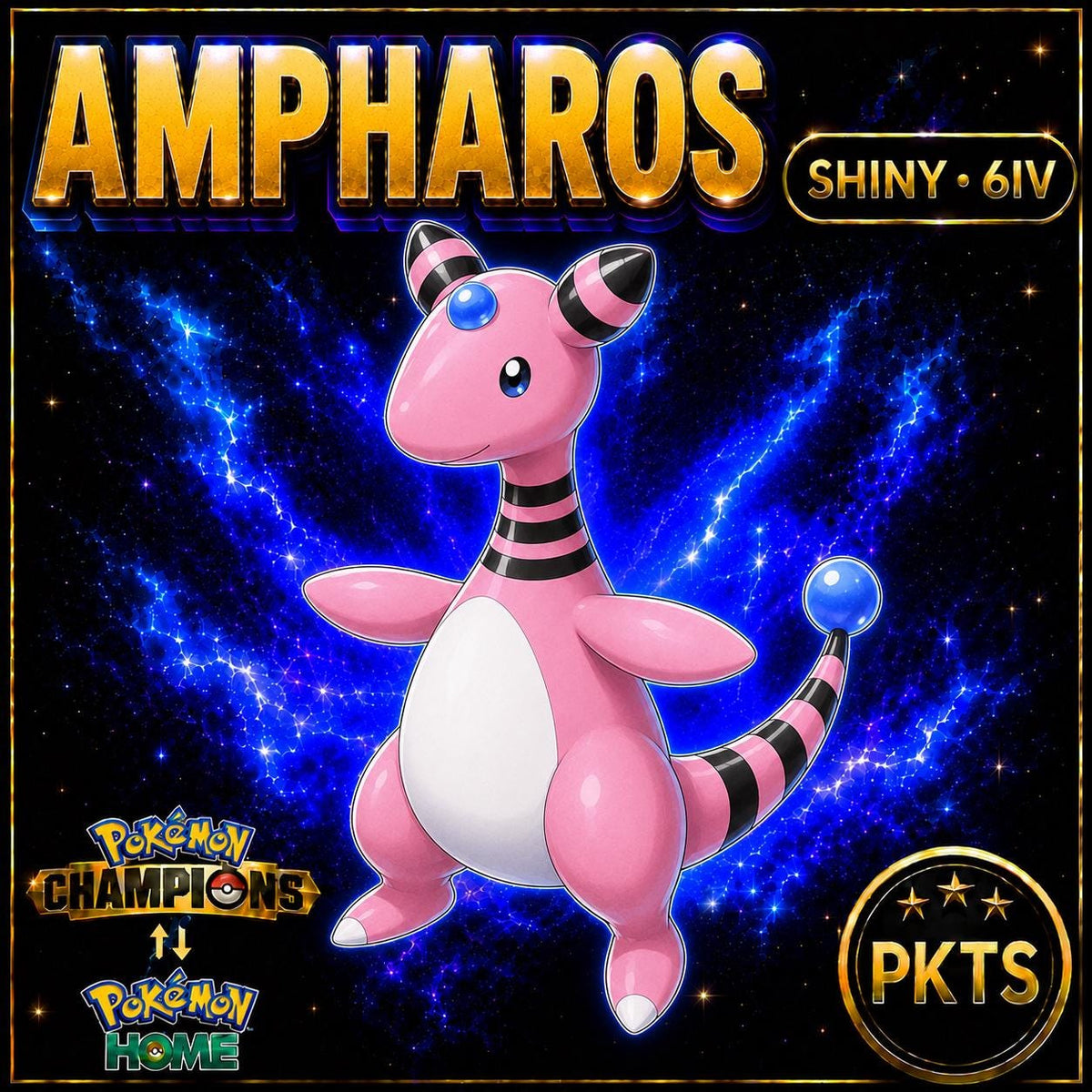 Shiny Ampharos Pokémon Champions 6IV Competitive Battle Ready
