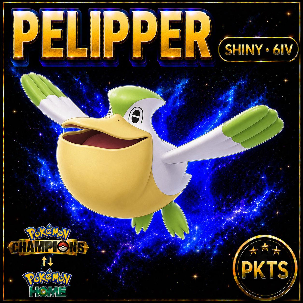 Shiny Pelipper Pokémon Champions 6IV Competitive Battle Ready