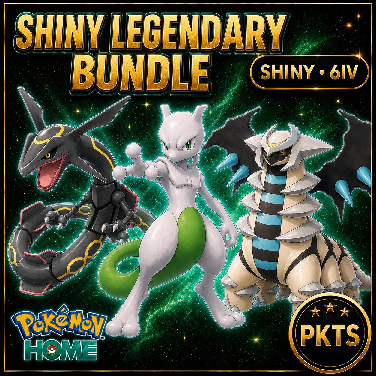 Shiny Rayquaza Mewtwo Giratina Pokémon HOME Bundle 6IV Competitive Battle Ready
