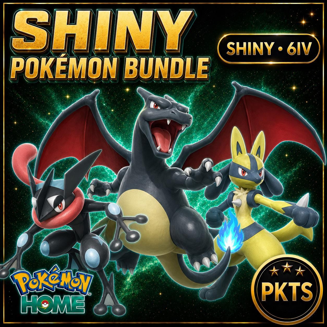 Shiny Greninja Charizard Lucario Pokémon HOME Bundle 6IV Competitive Battle Ready