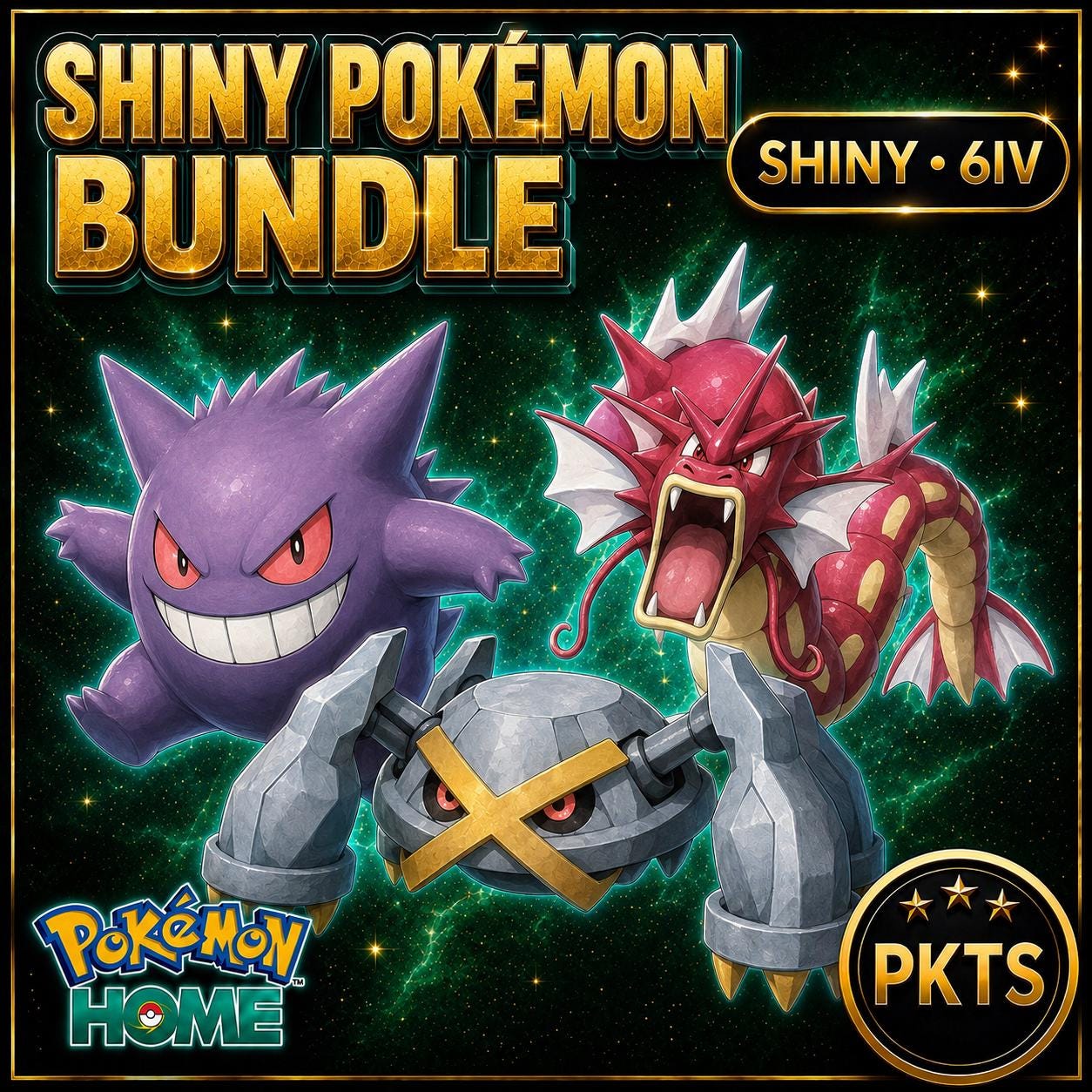 Shiny Gengar Gyarados Metagross Pokémon HOME Bundle 6IV Competitive Battle Ready
