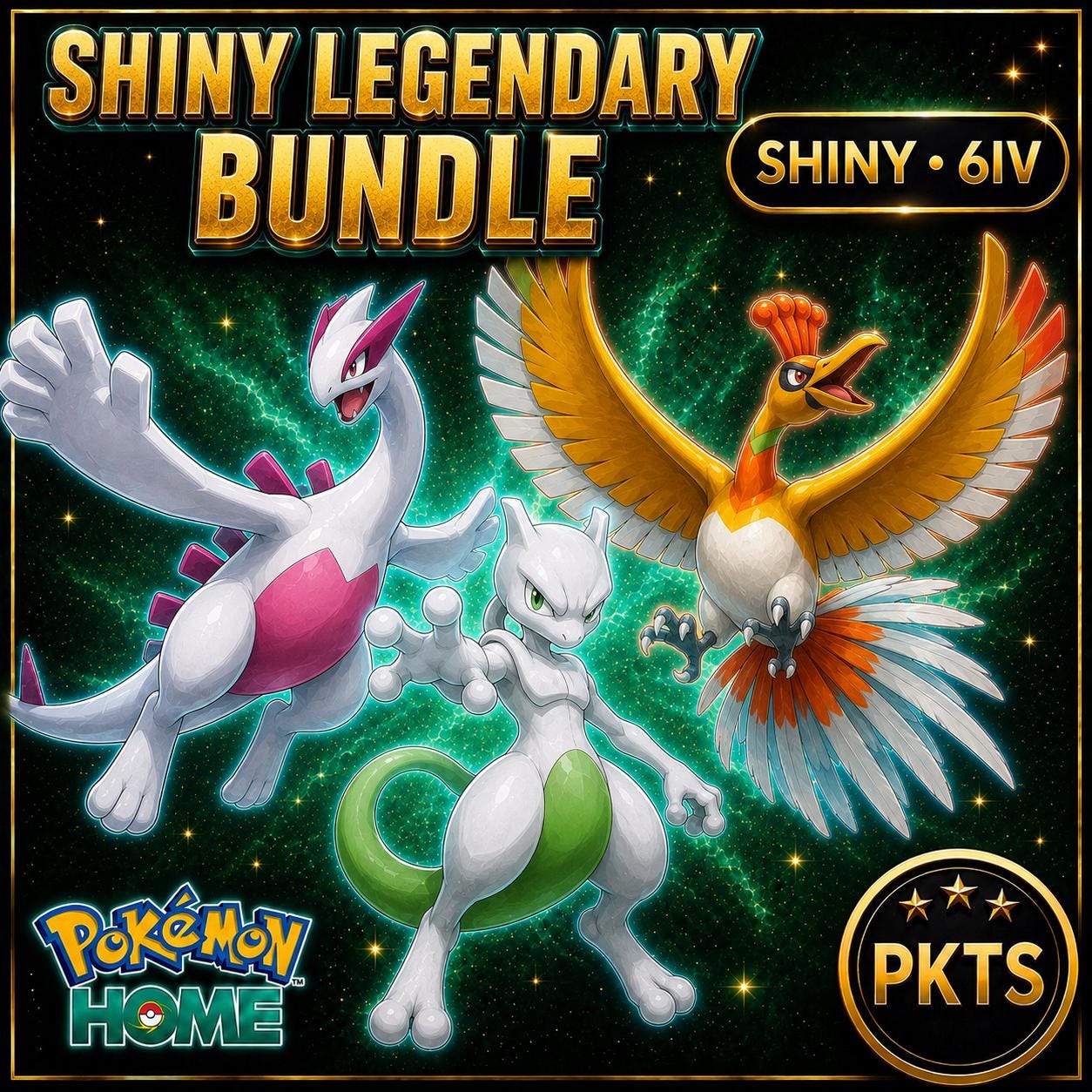 Shiny Lugia Mewtwo Ho-Oh Pokémon HOME Bundle 6IV Competitive Battle Ready