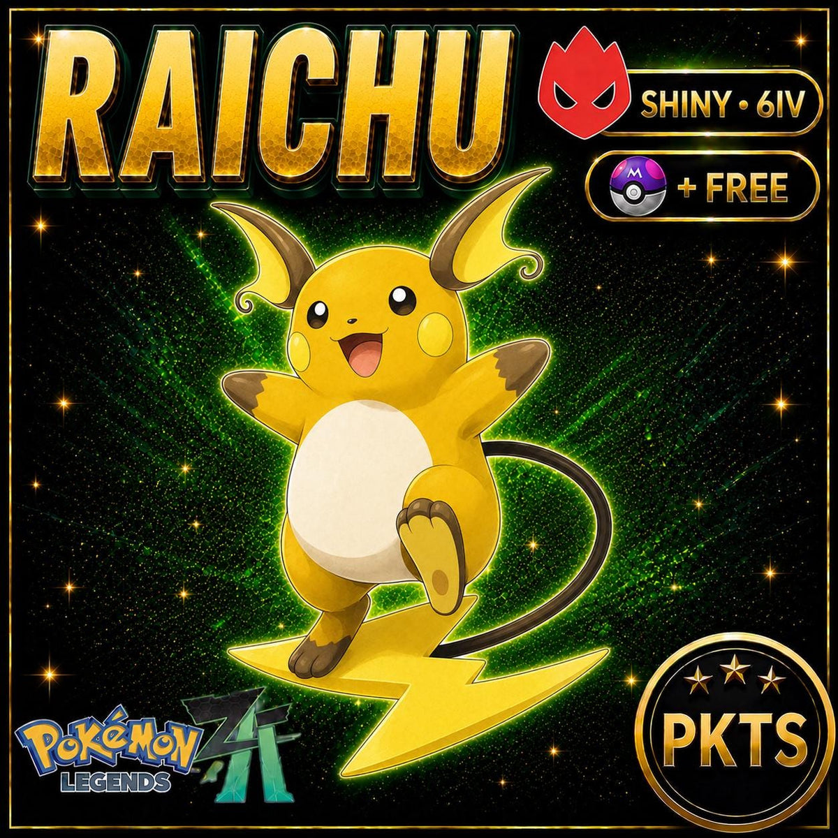 Shiny Alpha Raichu Pokémon Legends ZA 6IV Competitive Battle Ready