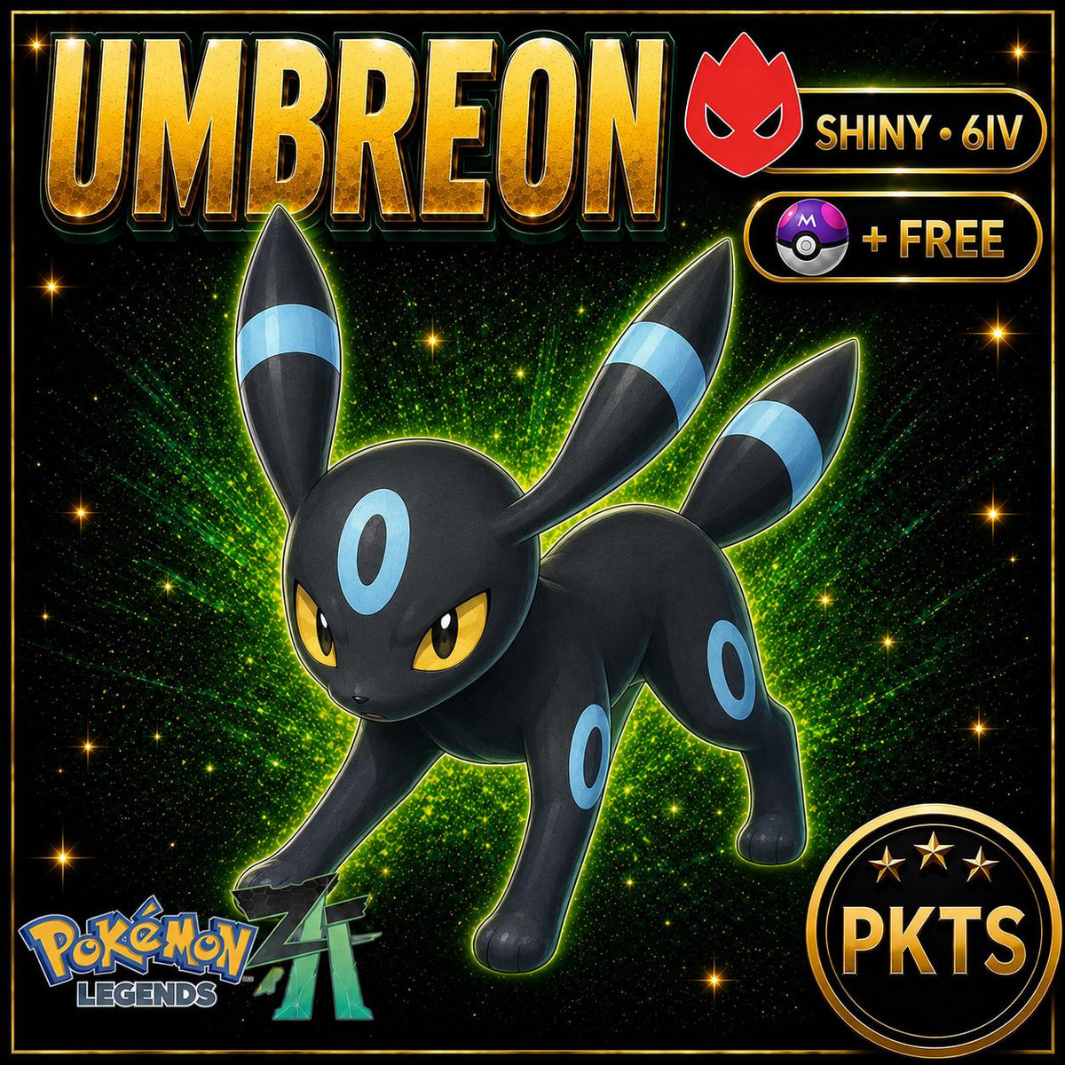 Shiny Alpha Umbreon Pokémon Legends ZA 6IV Competitive Battle Ready