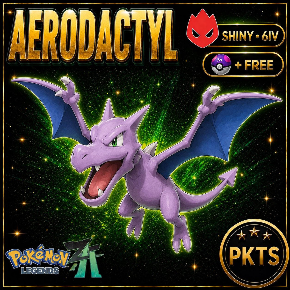 Shiny Alpha Aerodactyl Pokémon Legends ZA 6IV Competitive Battle Ready