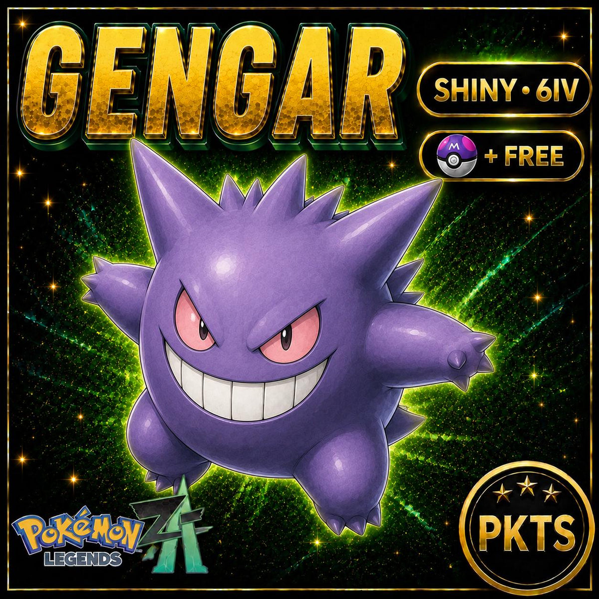 Shiny GENGAR Pokémon Legends ZA 6IV Competitive Battle Ready