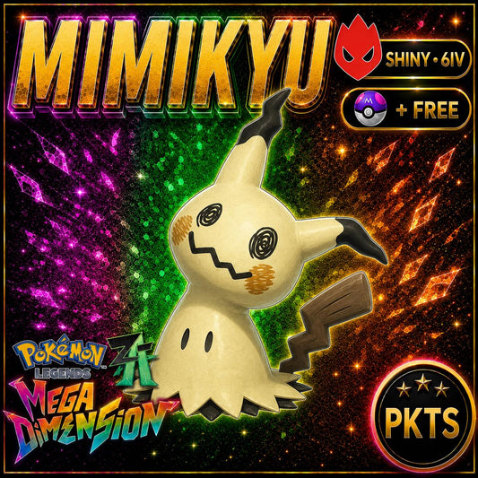 Alpha Mimikyu Shiny 6IV Pokemon Legends ZA Mega Dimension DLC Pokemon Legends Za Mega Dimension DLC 6IV Competitive Battle Ready