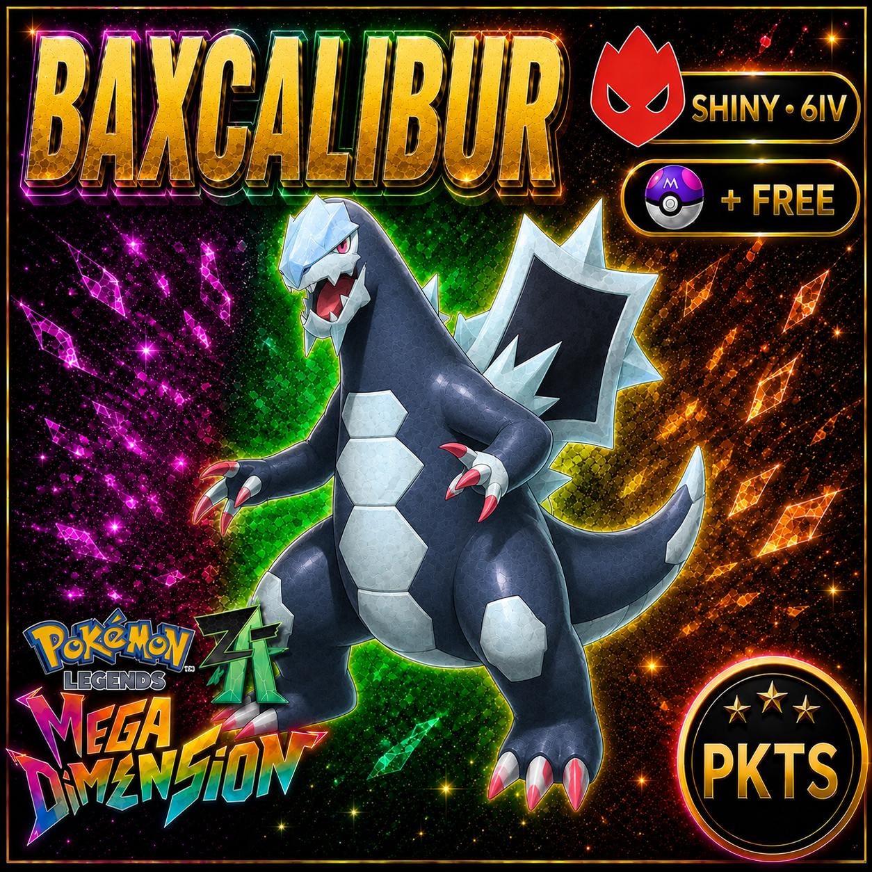 Shiny Alpha Baxcalibur Shiny 6IV Pokemon Legends Za Mega Dimension DLC 6IV Competitive Battle Ready Legends ZA Unique Gamer Gift