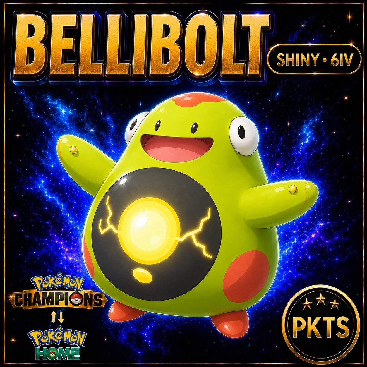 Shiny Bellibolt Pokémon Champions 6IV Competitive Battle Ready