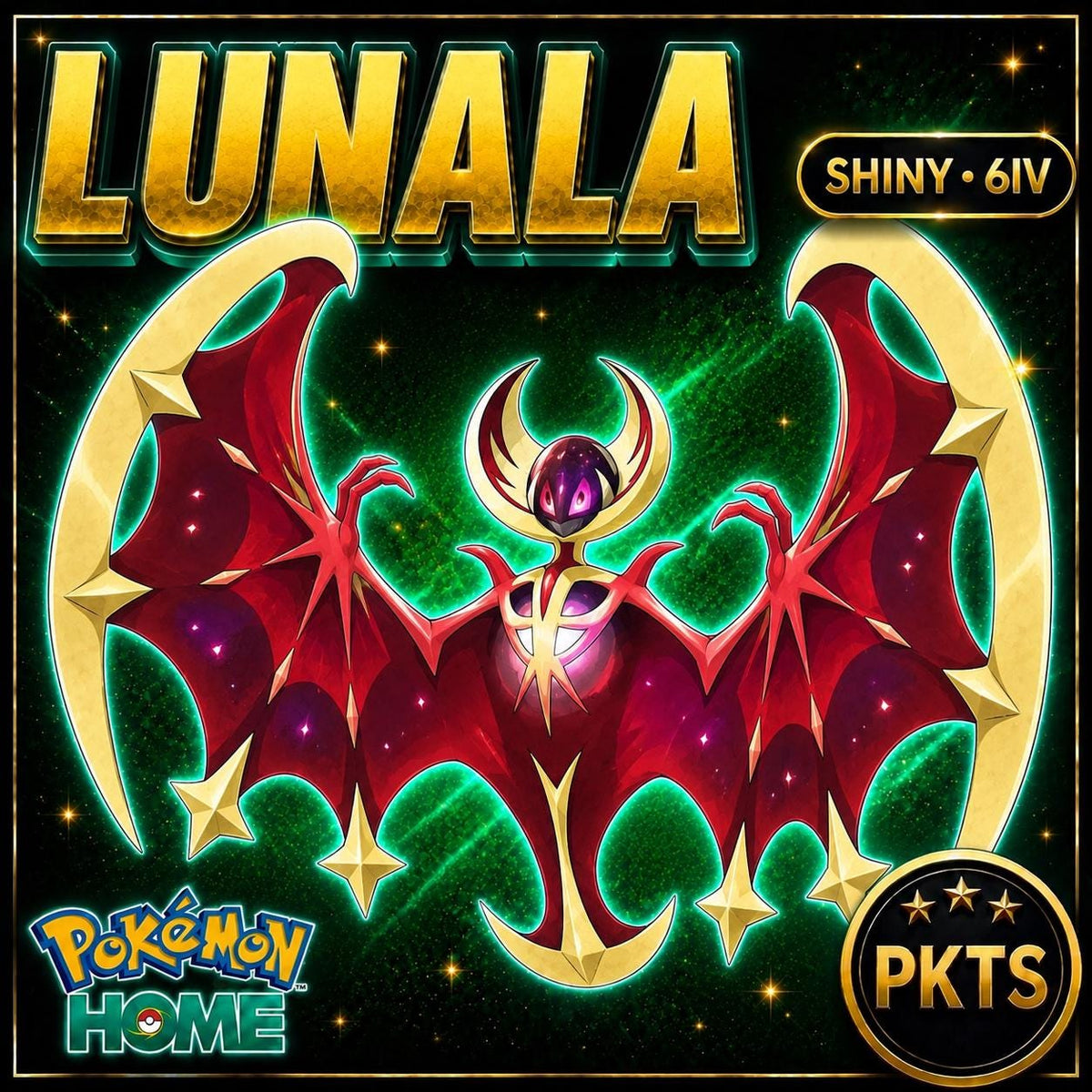 Shiny Lunala Pokémon HOME 6IV Competitive Battle Ready