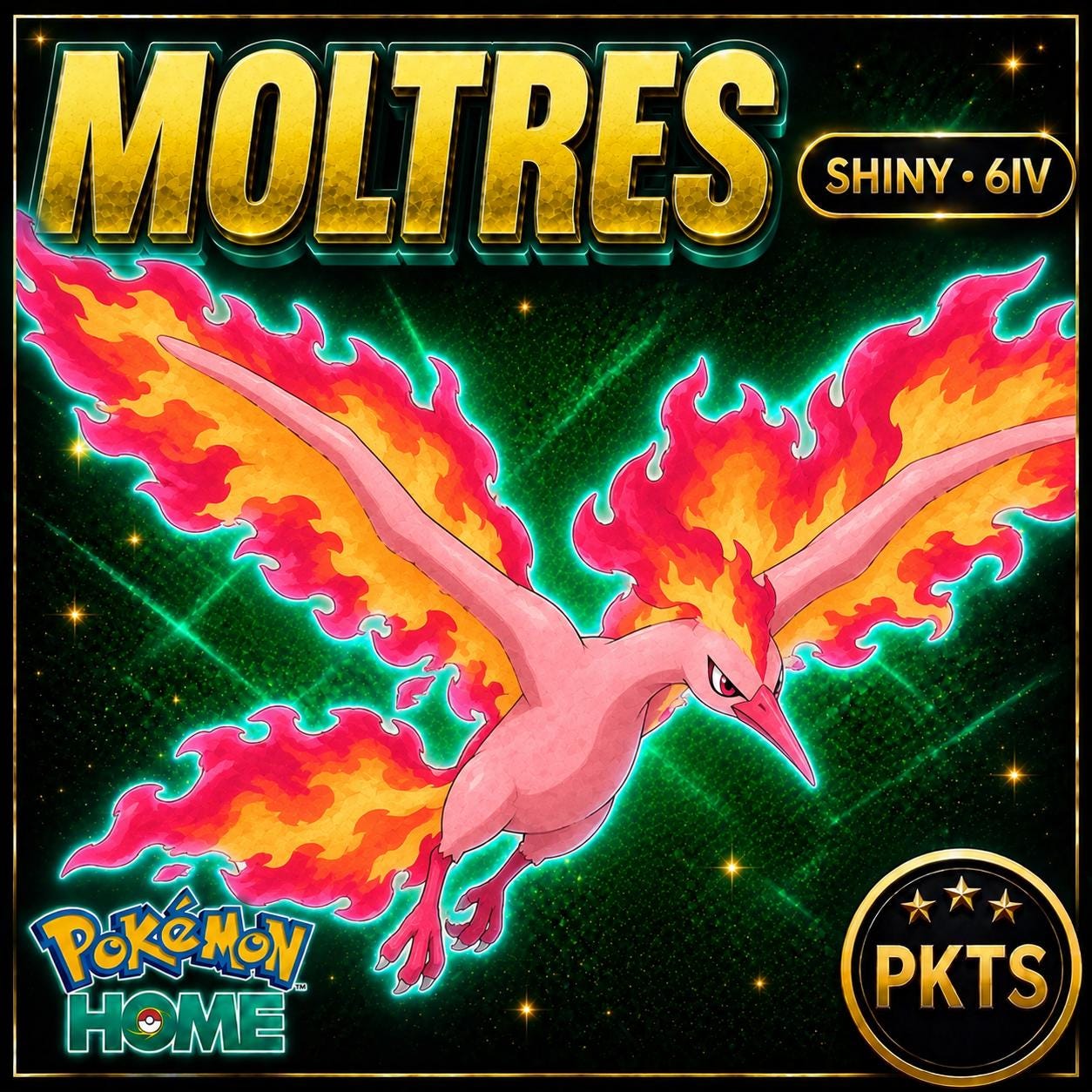 Shiny Moltres Pokémon HOME 6IV Competitive Battle Ready