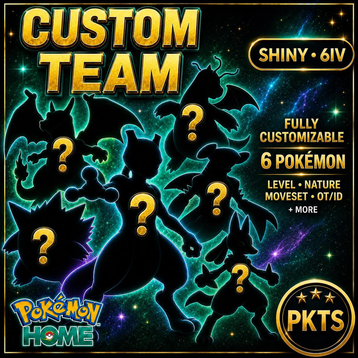 Pokemon HOME 6IV Shiny MYSTERY POKEMON Team Pokemon Scarlet Violet Pokemon Sword Shield