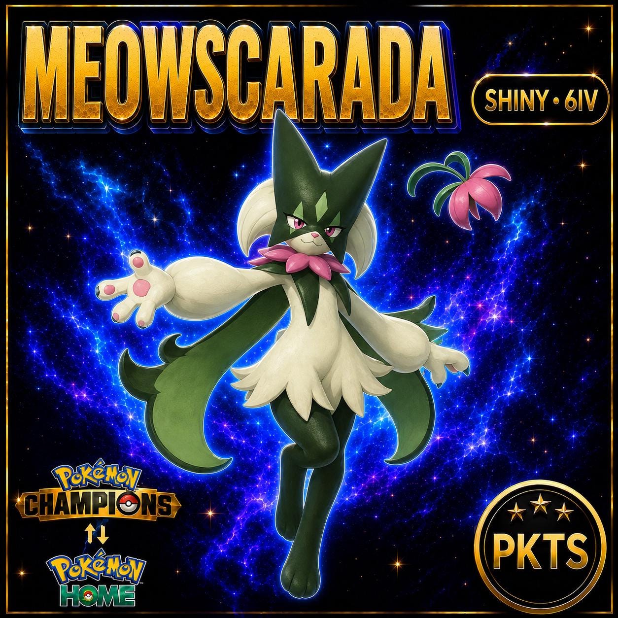 Shiny Meowscarada Pokémon Champions 6IV Competitive Battle Ready