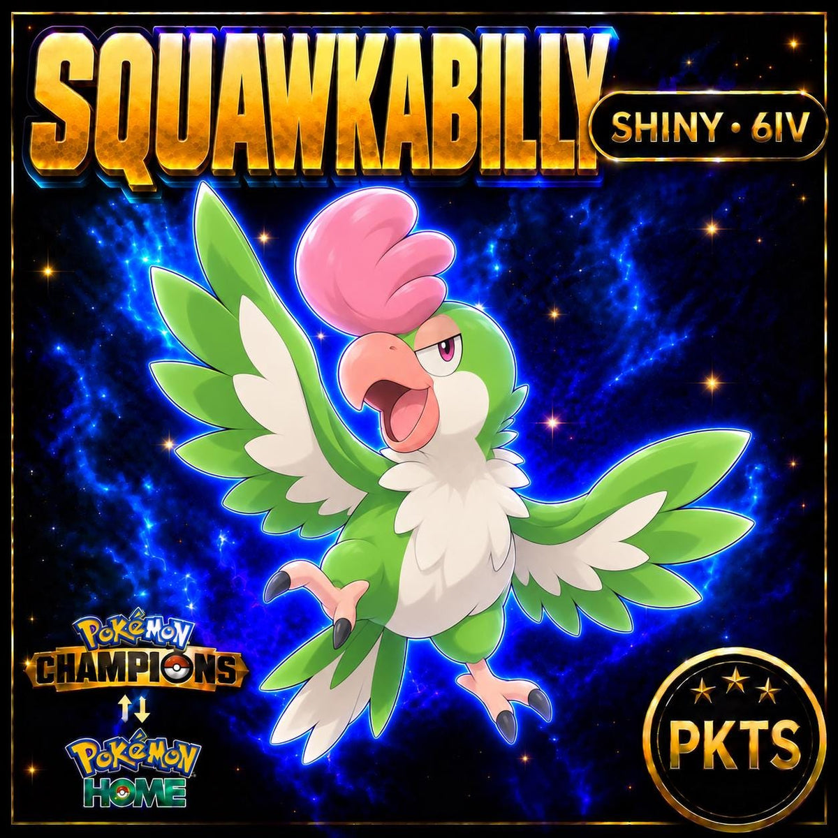 Shiny Squawkabilly Pokémon Champions 6IV Competitive Battle Ready