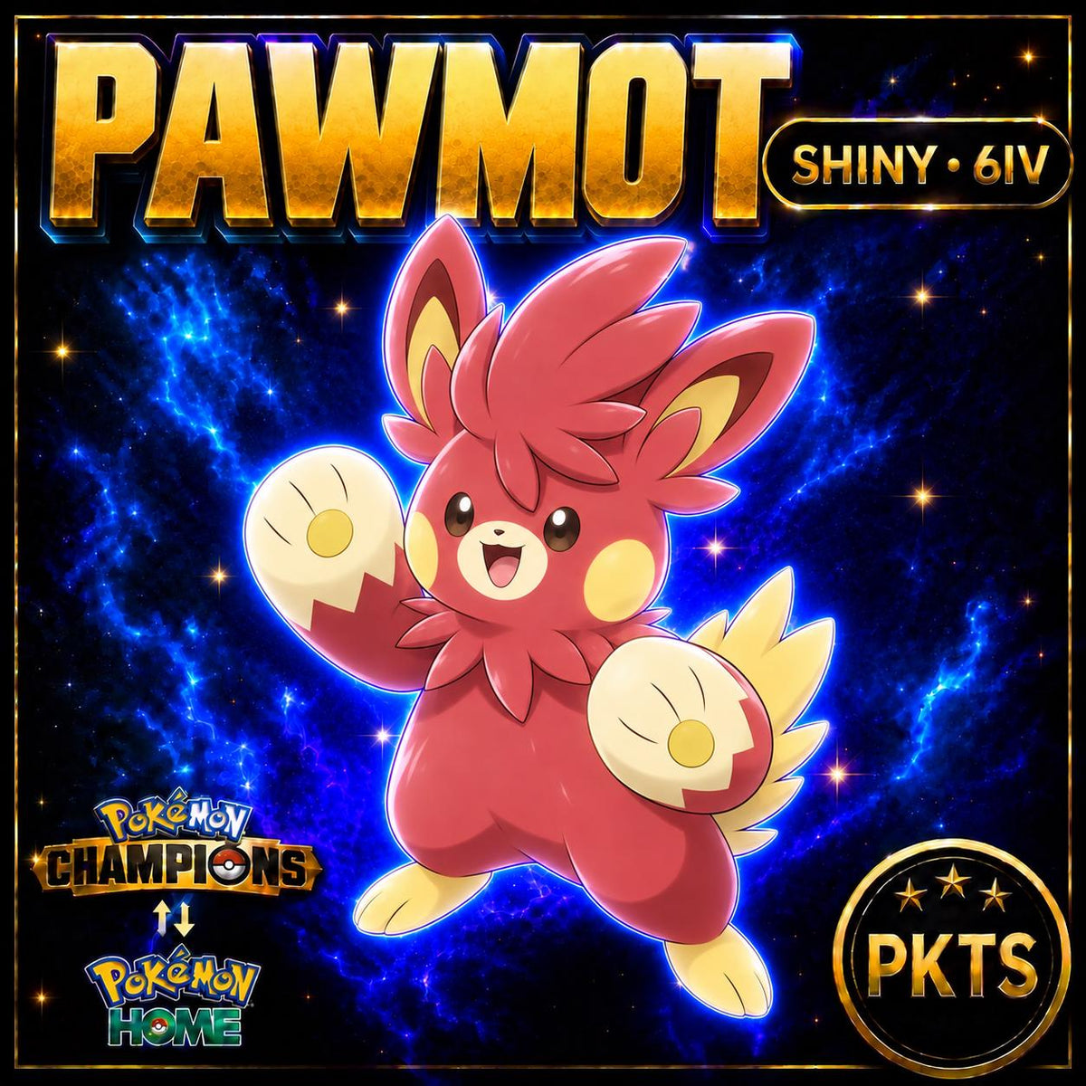 Shiny Pawmot Pokémon Champions 6IV Competitive Battle Ready