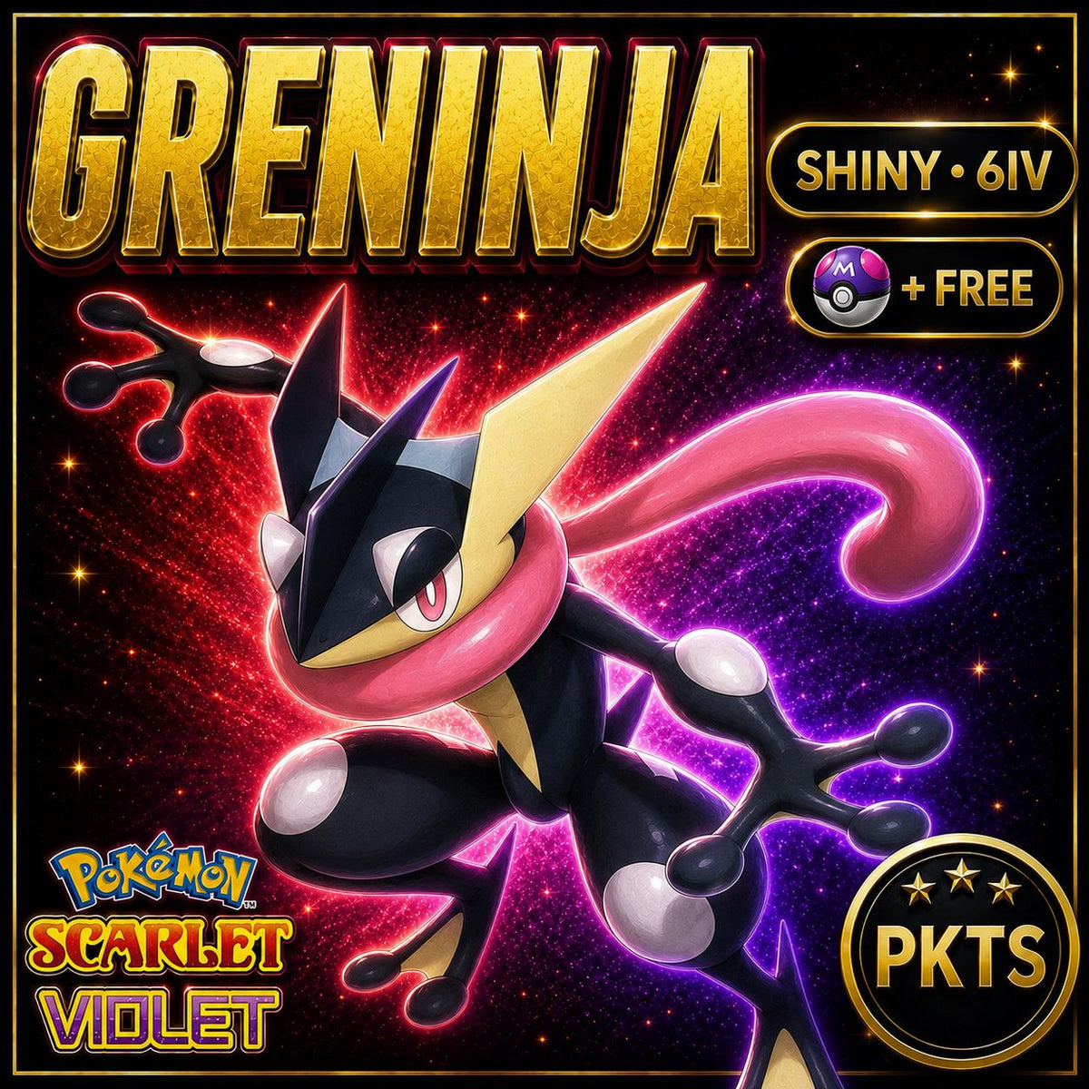 Shiny ASH GRENINJA Pokémon Scarlet and Violet 6IV Pokemon Competitive Battle Ready + EVs Free Shiny Free Shiny
