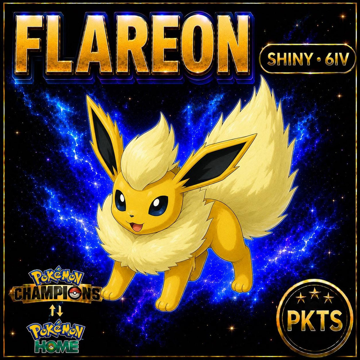 Shiny Flareon Pokémon Champions 6IV Competitive Battle Ready