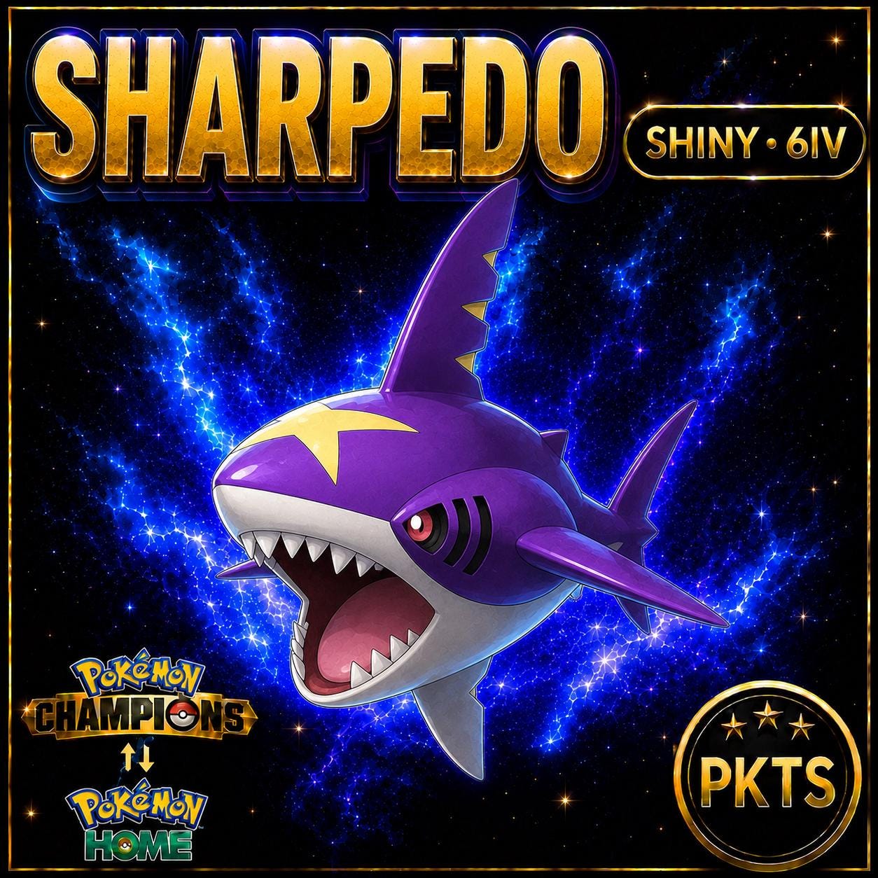 Shiny Sharpedo Pokémon Champions 6IV Competitive Battle Ready