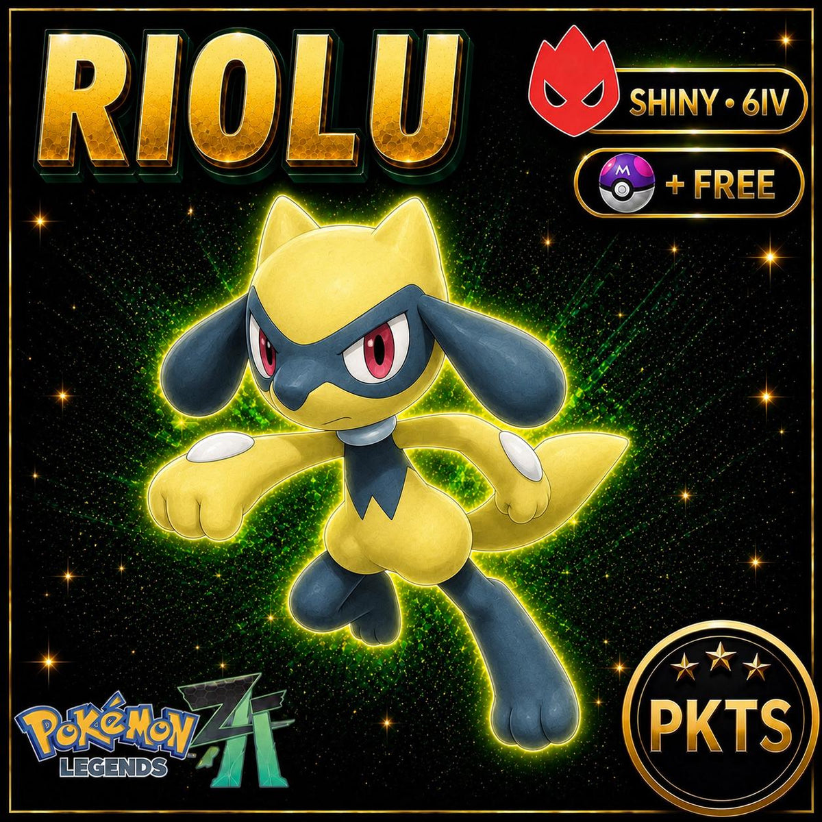 Shiny Alpha Riolu Pokémon Legends ZA 6IV Competitive Battle Ready