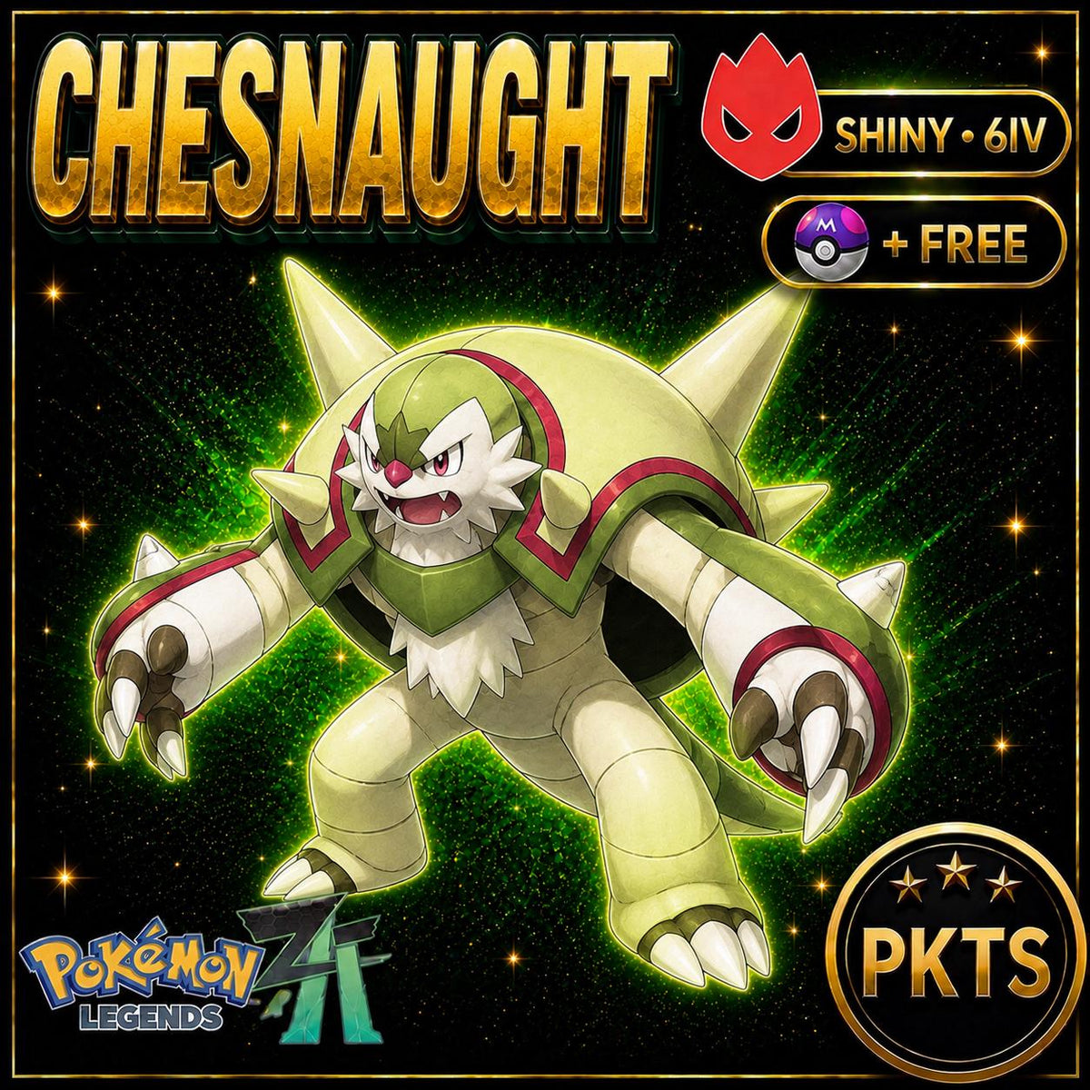 Shiny Alpha Chesnaught Pokémon Legends ZA 6IV Competitive Battle Ready