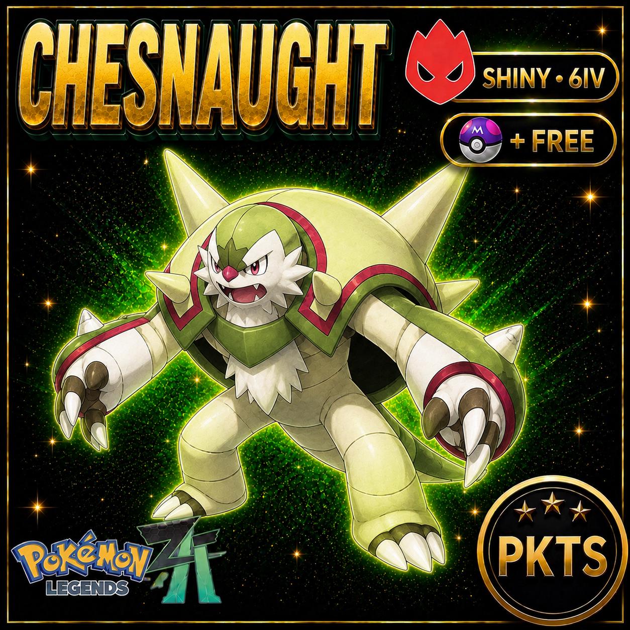 Shiny Alpha Chesnaught Pokémon Legends ZA 6IV Competitive Battle Ready