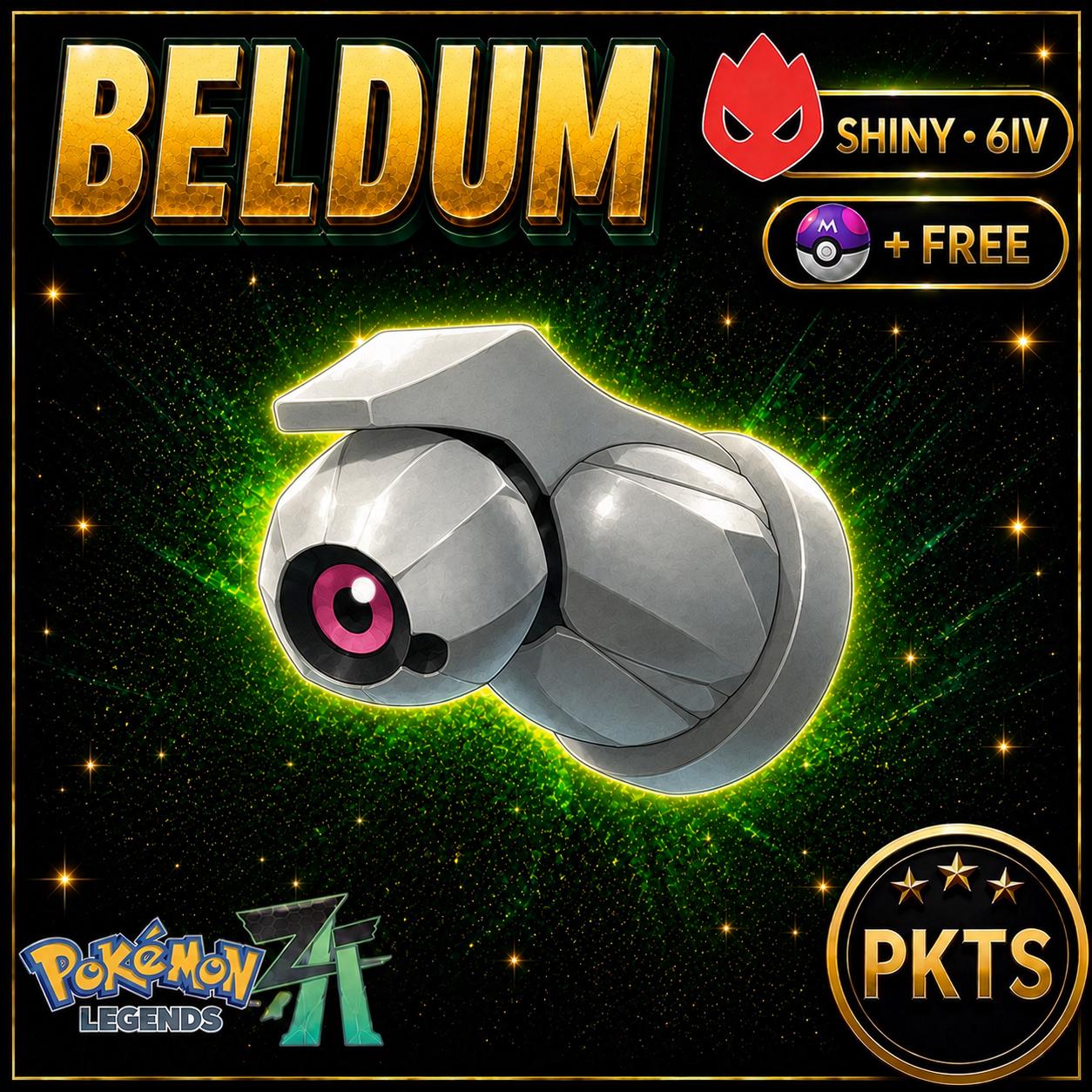 Pokemon Za Lvl 5 Adamant SHINY ALPHA 6IV Beldum Pokémon Legends ZA 6IV Competitive Battle Ready