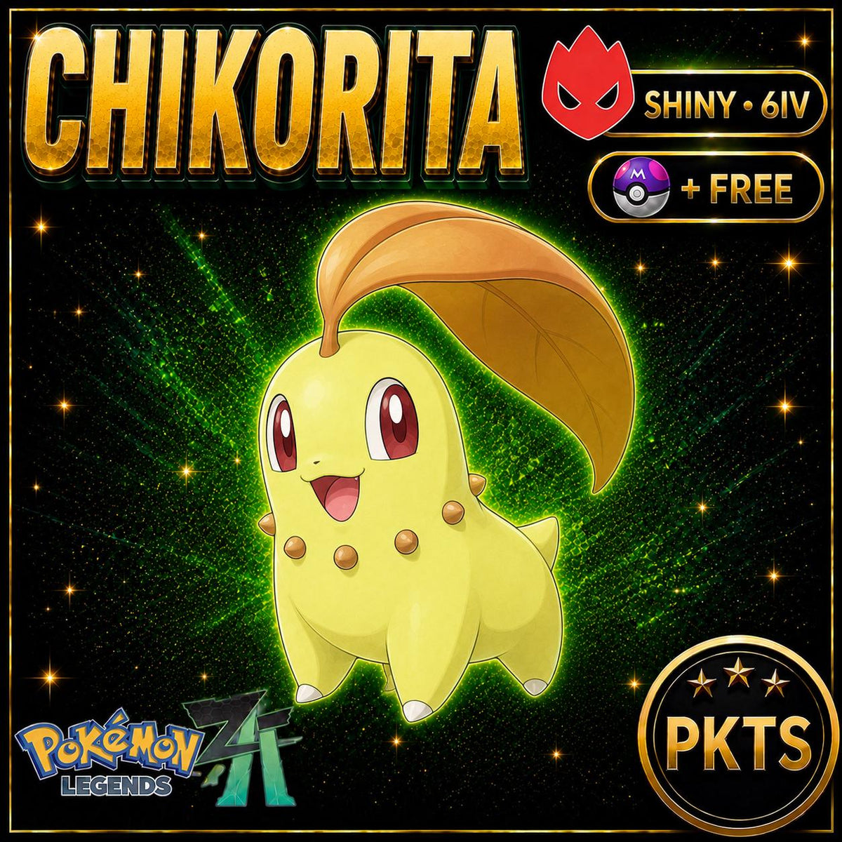 Shiny Alpha Chikorita Pokémon Legends ZA 6IV Competitive Battle Ready