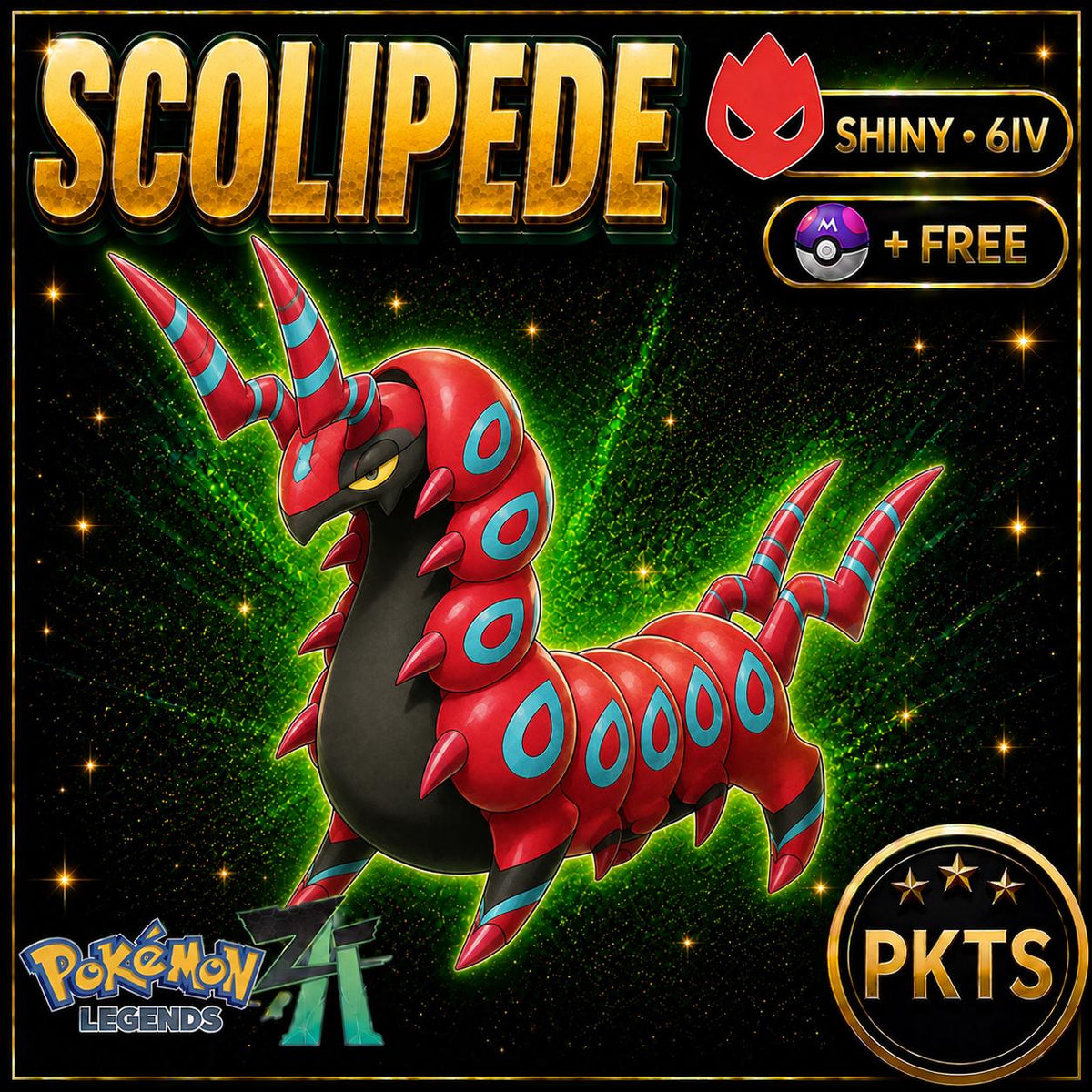 Shiny Alpha Scolipede Pokémon Legends ZA 6IV Competitive Battle Ready