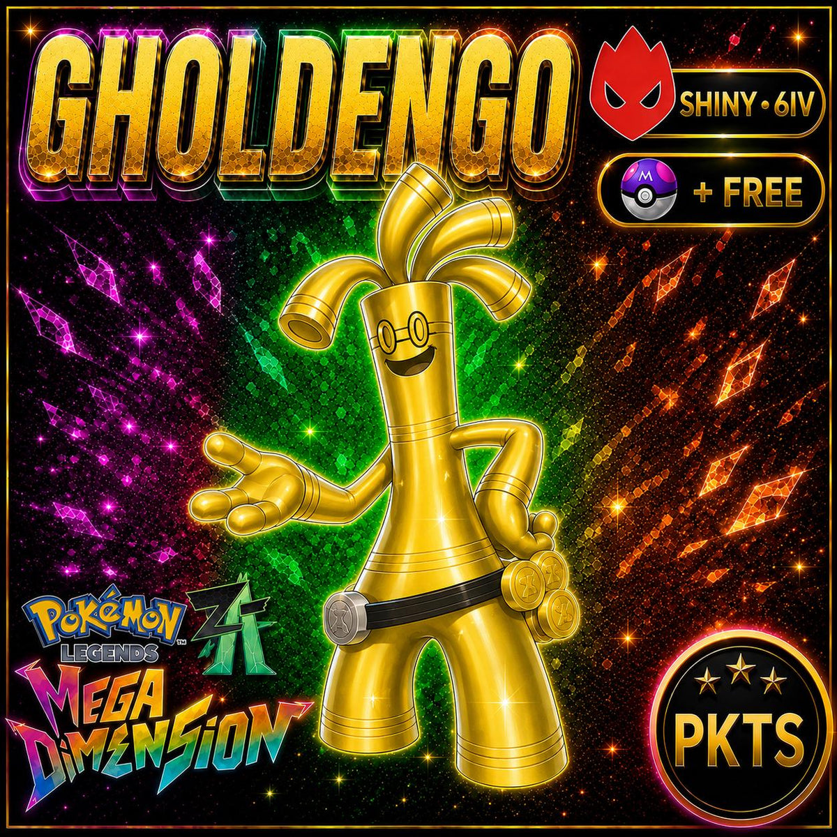 Shiny Alpha Gholdengo 6IV Competitive Battle Ready
