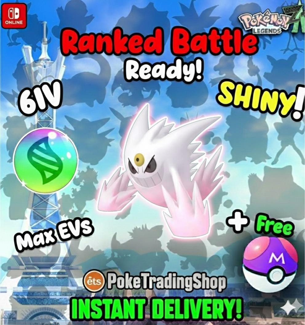 Pokemon LEGENDS ZA Alpha Shiny Gengar Mega Ready Lumiose City KALOS Region Shadow Ball Master Battle Ready 6IV Alpha Badge Home Transfer - Image 1